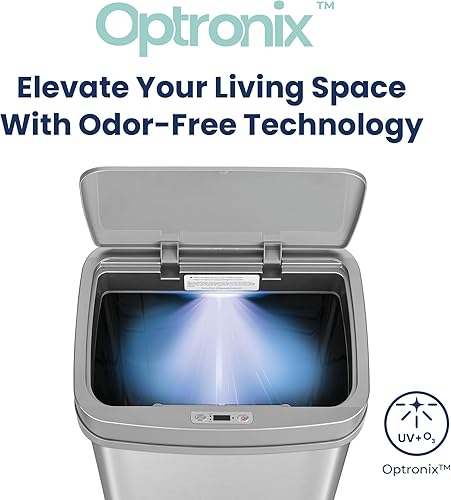 Miniatura 3 de Ninestars ONT-50-81SL - Basurero inteligente neutralizador de olores de 13 galones, purificación dual UV + ozono, control de olor, sensor de