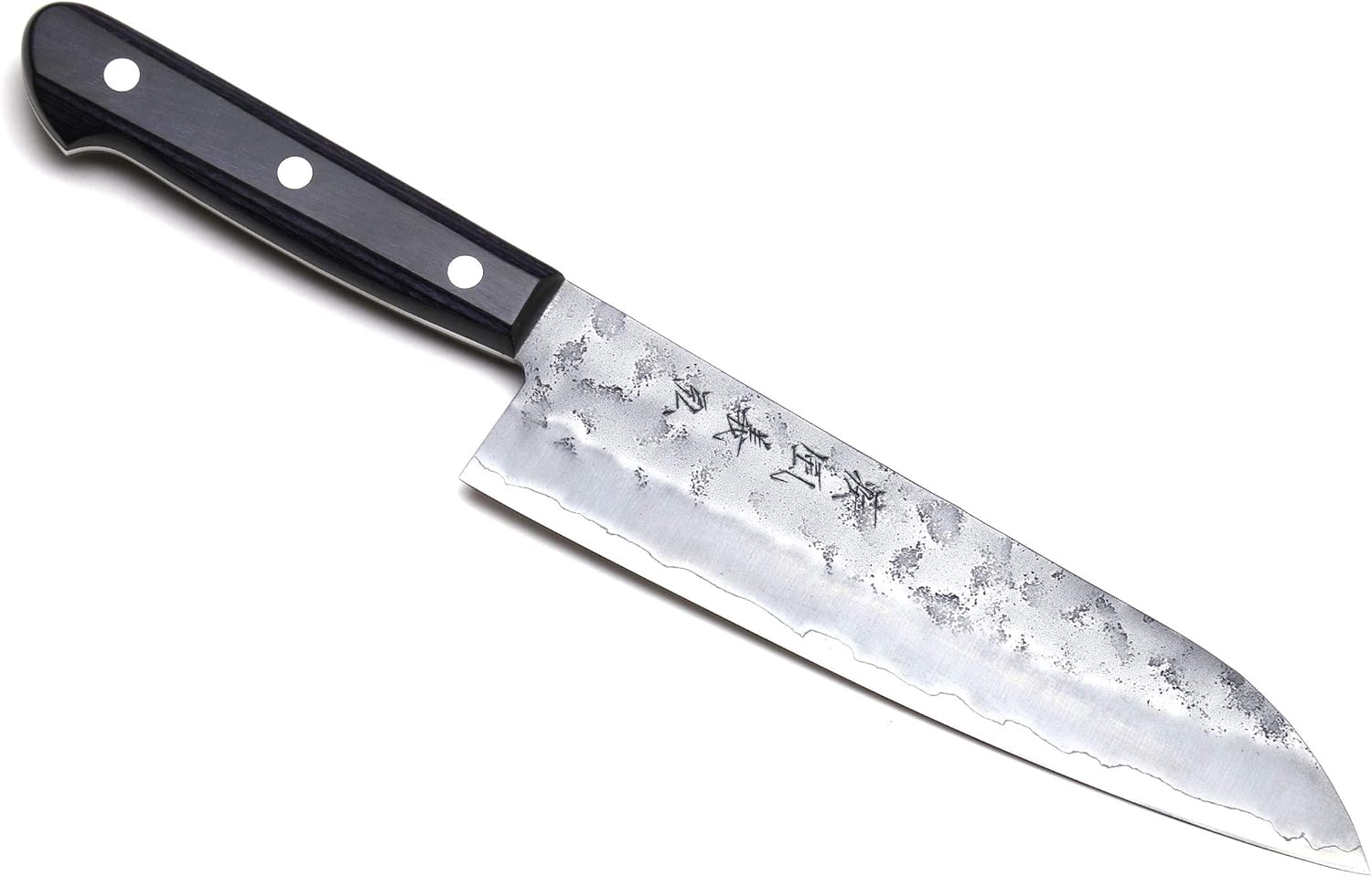 Yoshihiro Stainless Clad Nashiji Ginsan High Carbon Stain Resistant Steel Santoku Multipurpose Knife (7'' (180mm) & No Saya)