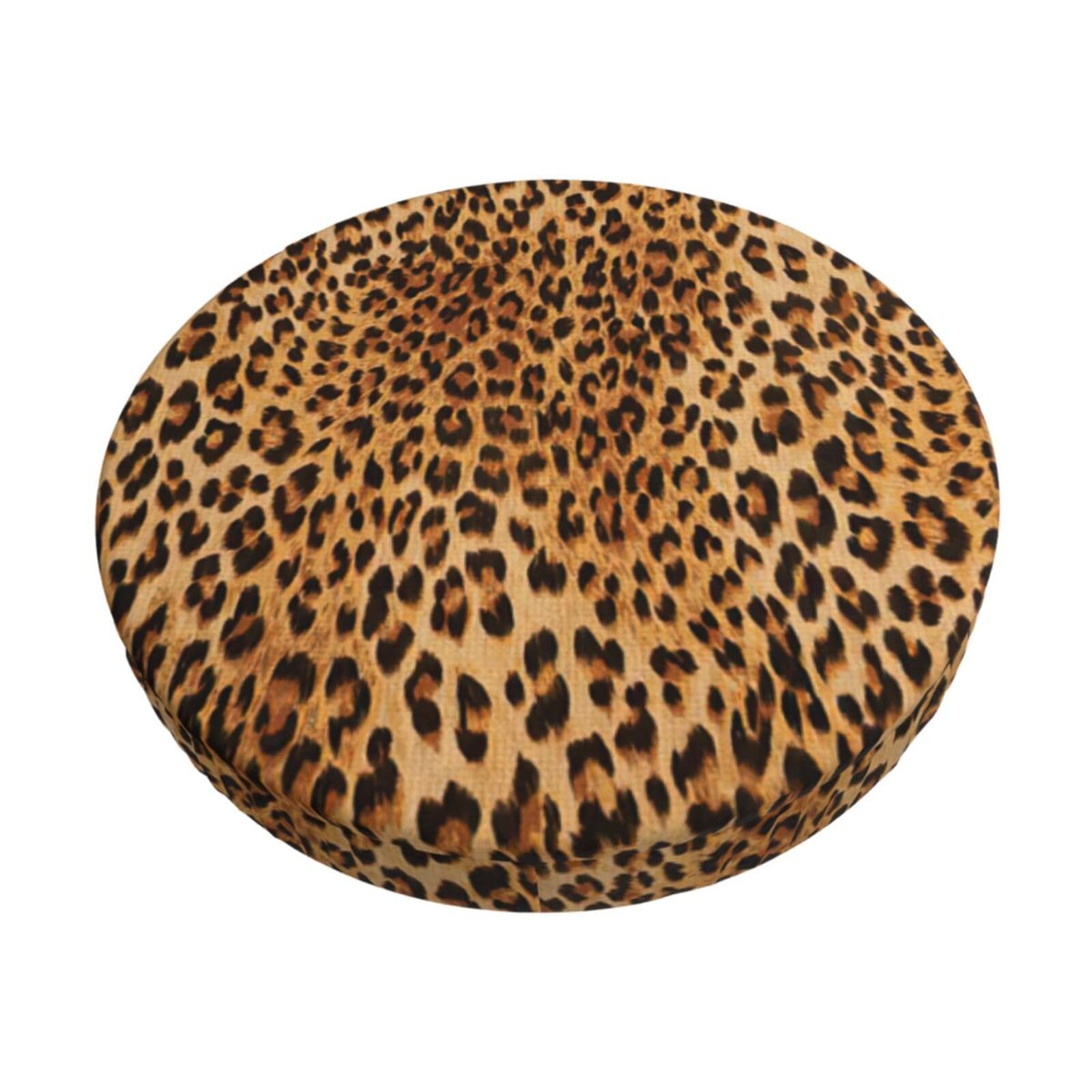 ACVnbm Leopard Print Print Round Bar Chair Cushion Cover, Elastic Chair Protector For Kitchen Bar Dining