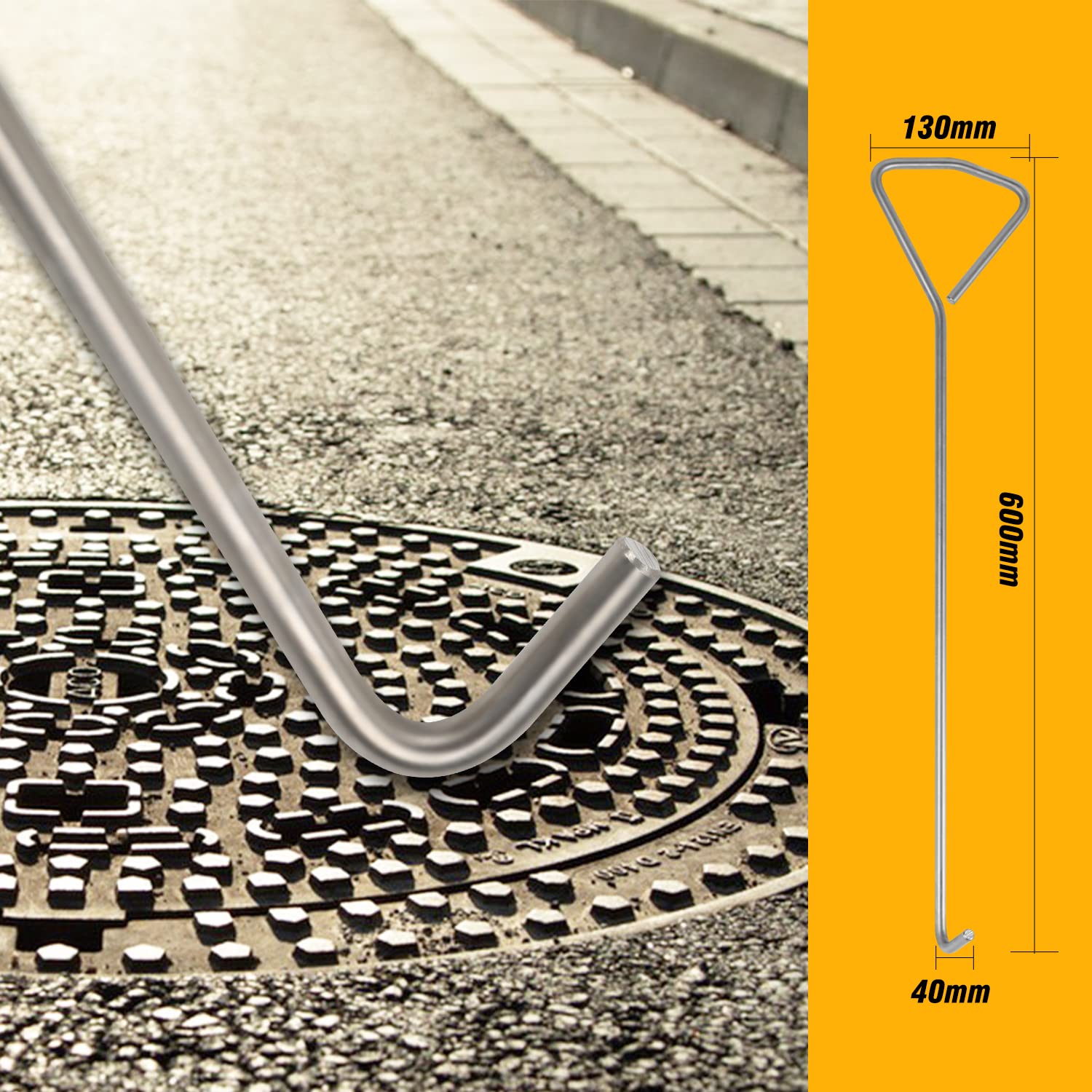 MaxAwe 2 sollevatori per canali, in acciaio inox, 60 cm, ganci per coperchio per canali
