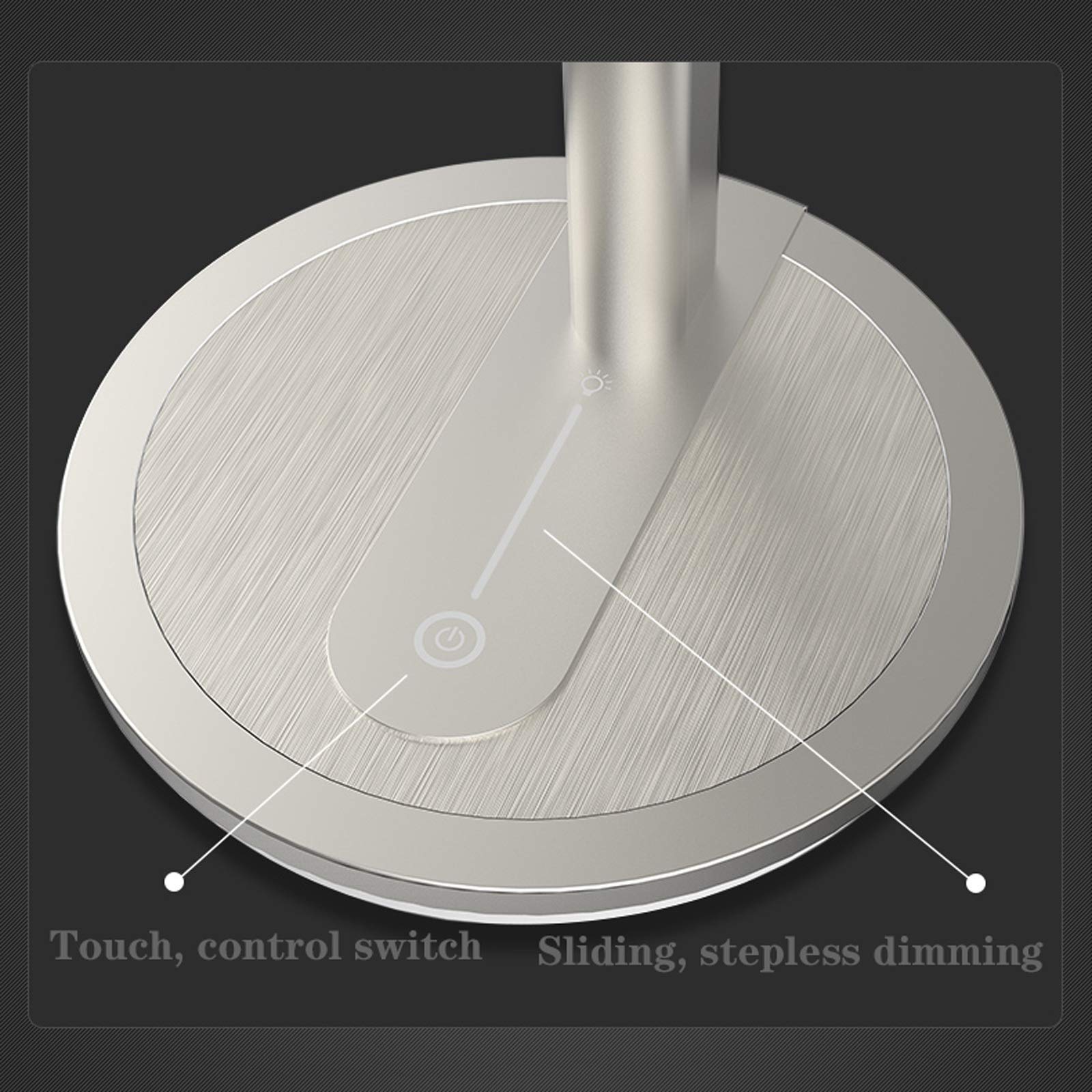 Lampe à Poser 16W LED Lampe de bureau Stepless Dimmable Tableau Touch Table Lampe de lecture double pôle pour bureau à domicile, processus de dessin des fil métalliques (adaptateur inclus) Lampe de Ta