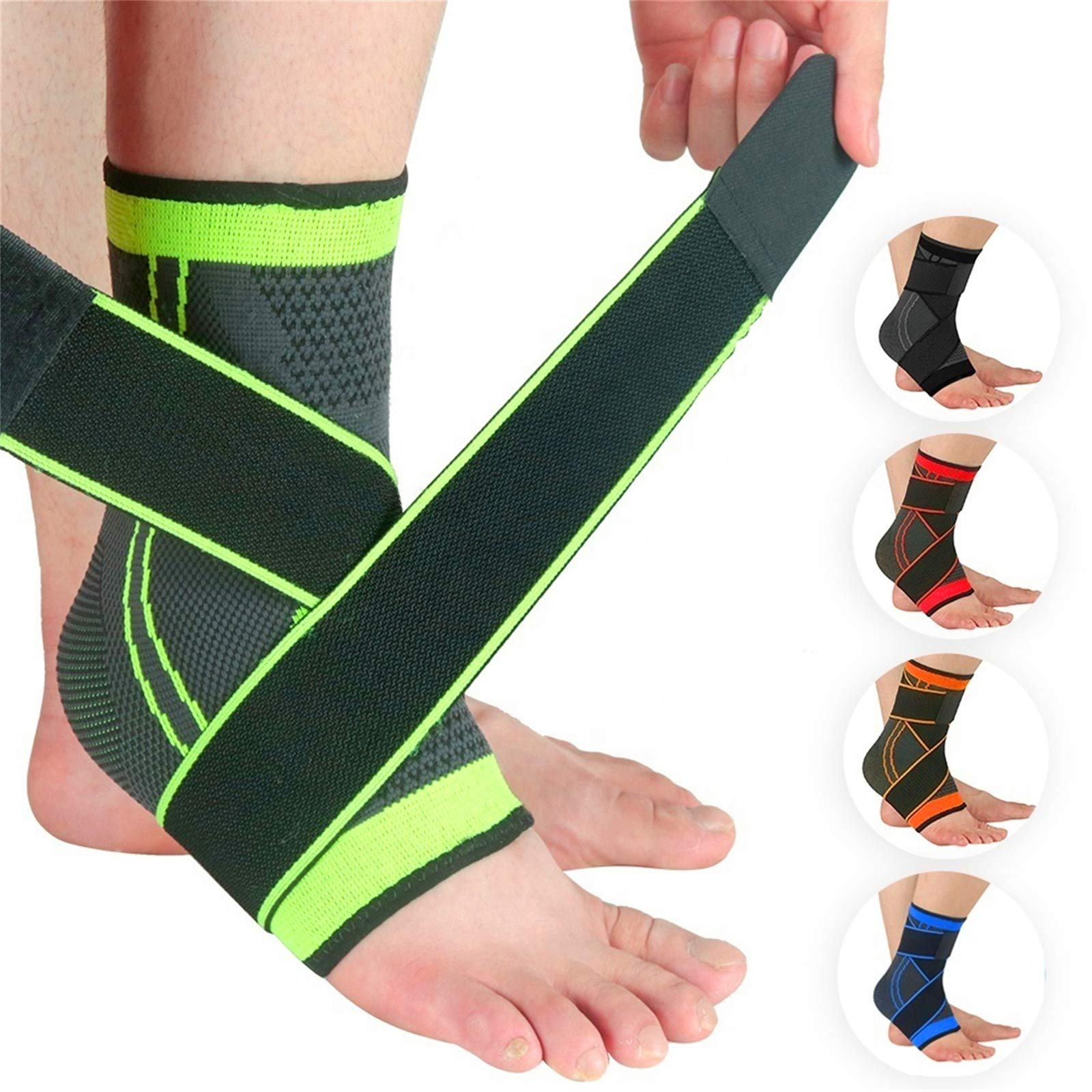 Buy Ankle Support Set of 2 Compression Brace Support Adjustable Sleeve for Injury Recovery