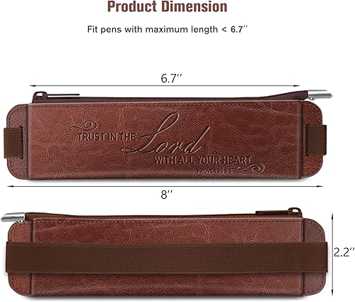 Miniatura 5 de FINPAC Paquete de 2 estuches elásticos para lápices, portalápices de cuero, bolsa con cremallera para lápices, marcadores, bolsa para bolígrafos con