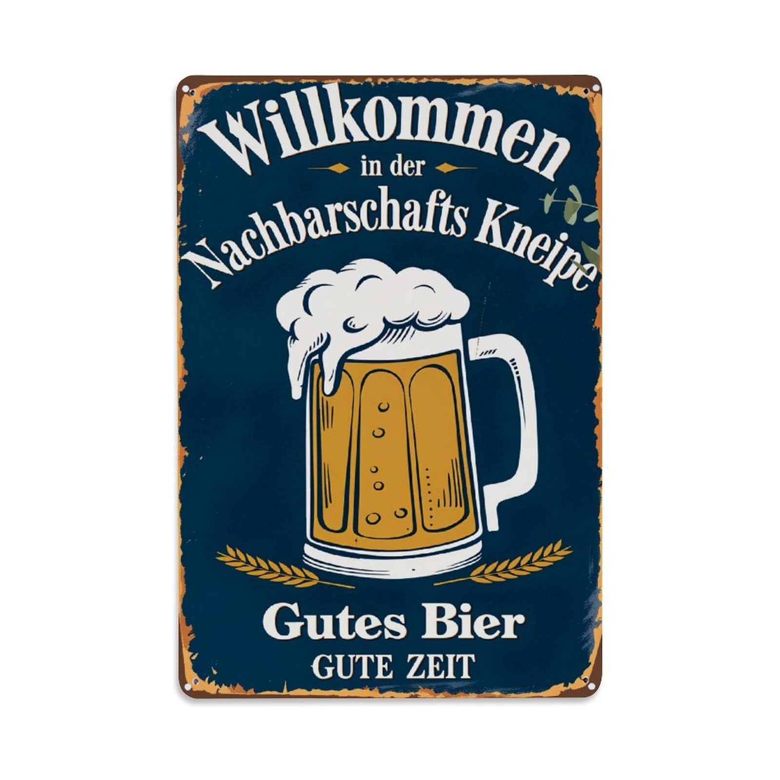 Enderetf Vintage Beer Mug With Foam And Wheat Tin Sign Metal Poster, Home Bar Garage Man Cave Cafe Indoor & Outdoor Wall Decoration 8X12inches