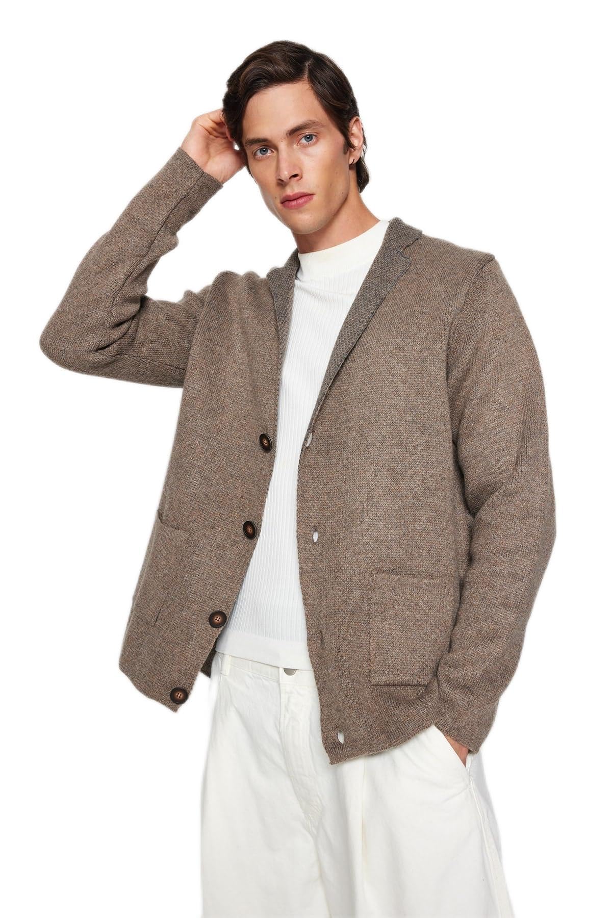 Trendyol Herren Gerade Lange Ärmel Regulär Strickjacke