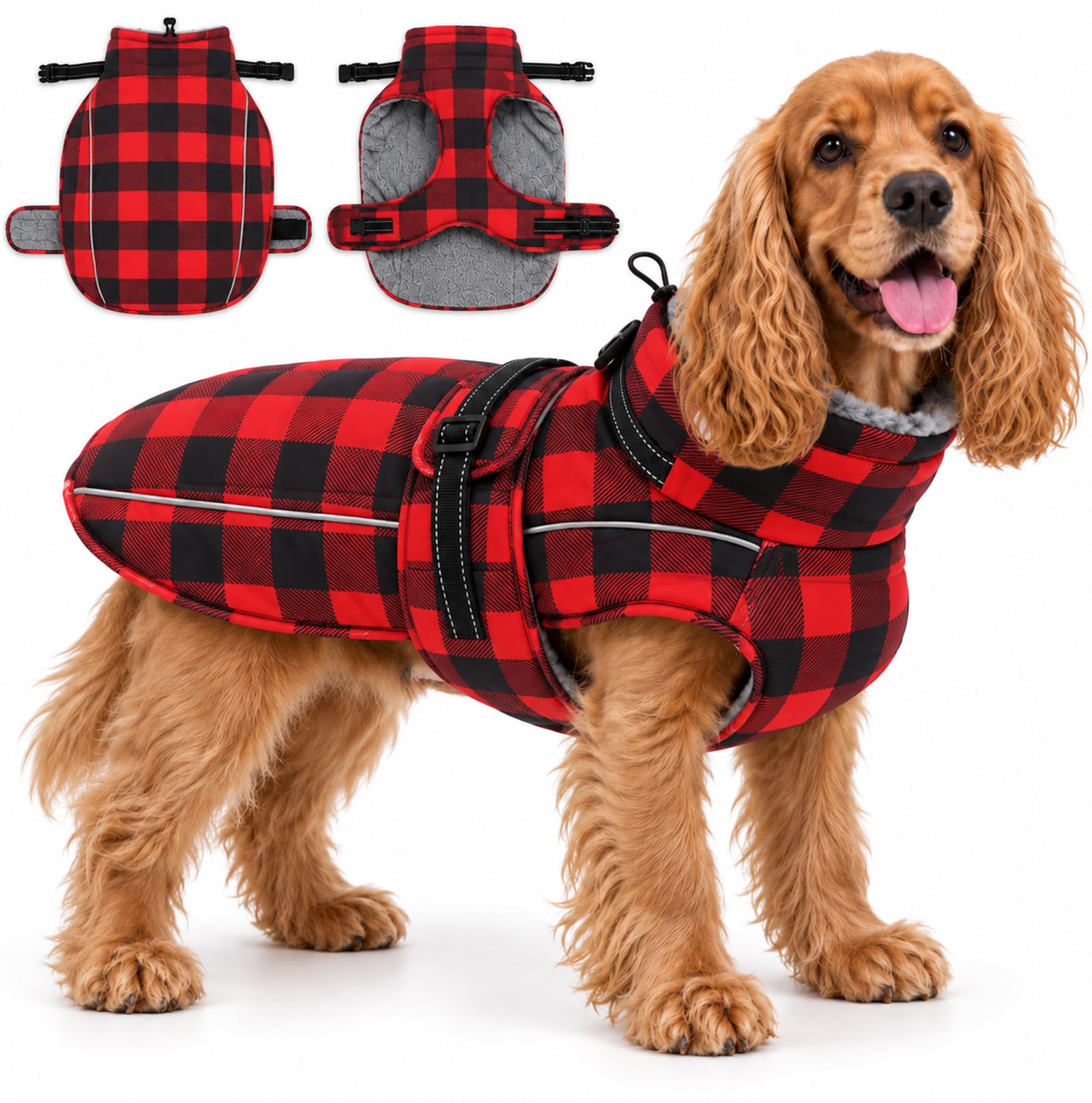 babepet Waterproof Dog Winter Coat with Harness,Warm Fleece Dog Jacket