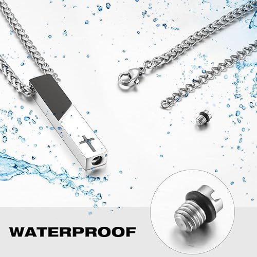 Miniatura 5 de XIUDA Collar de urna de cremación para cenizas, joyería de urna de cubo de cruz, collar de ceniza, colgante conmemorativo, joyería de recuerdo para