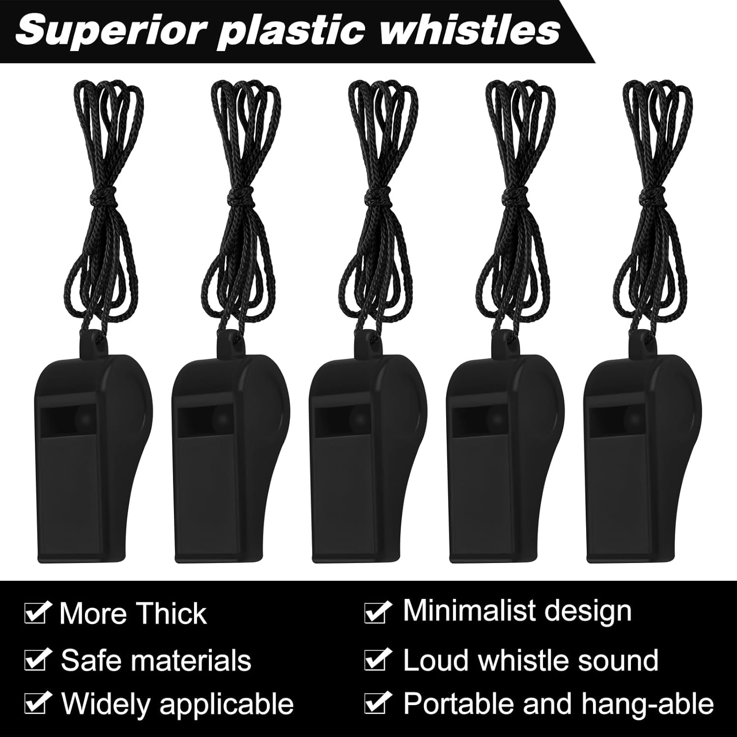 Zuazaor 300 Pieces Referee Whistles in Bulk Loud Plastic Emergency Whistle with Lanyard Sports Whistles for Trainning Whistles Party Whistles for Parties Gift Boxes Fillers