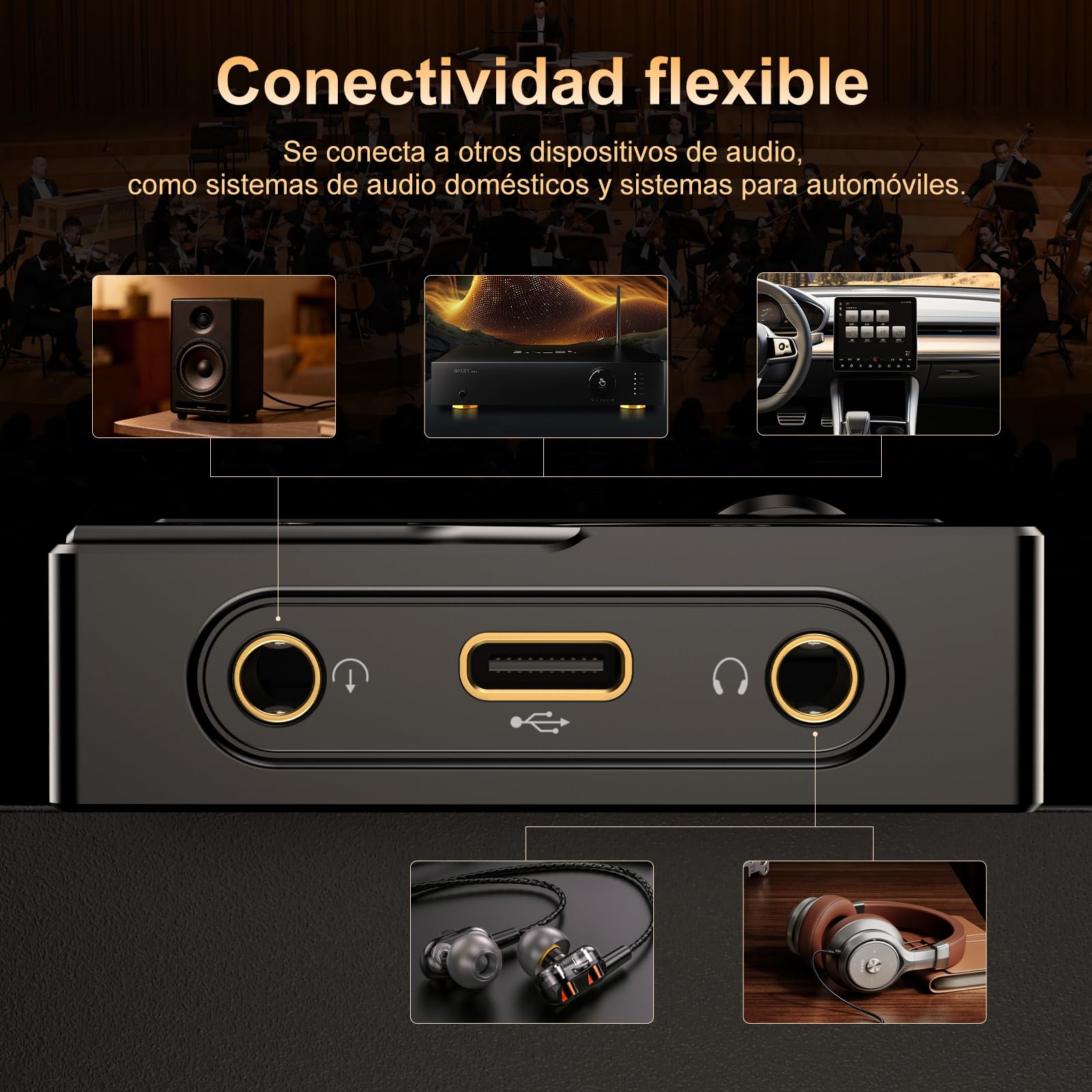 Reproductor MP3 HiFi 64 GB, DAC FLAC/DSD, 192 kHz/24 bits, portátil | Audio digital de alta resolución sin pérdida, DAC portátil, compatible con FLAC/DSD, admite hasta 256 GB