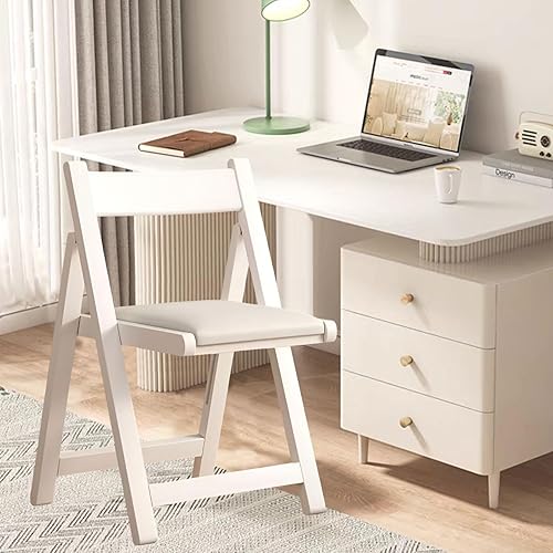 Miniatura 3 de AIZYR Sillas de comedor de madera, asientos plegables apilables, cómodos asientos acolchados con cuero para sala de estar, oficina, jardín, balcón