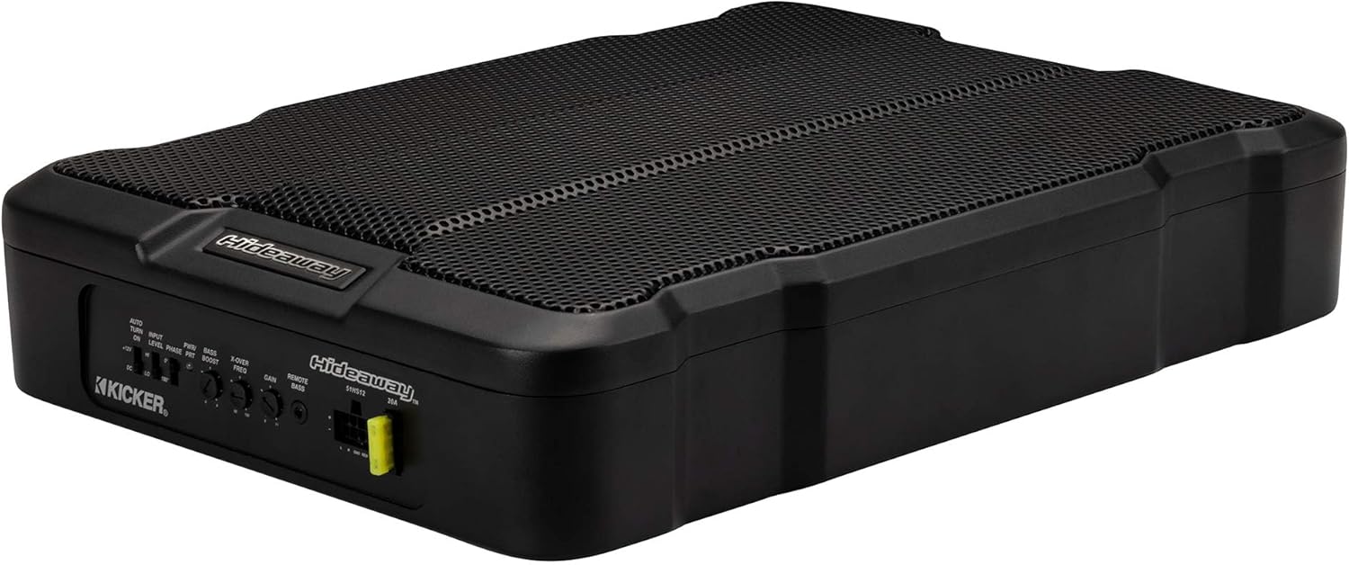 KICKER 47KPB2 PowerBar KPB2 34-inch Bluetooth Powered UTV Soundbar, Black Weather-Proof Enclosure w/ 51HS12 Hideaway Compact Powered Subwoofer, 12-Inch Bundle