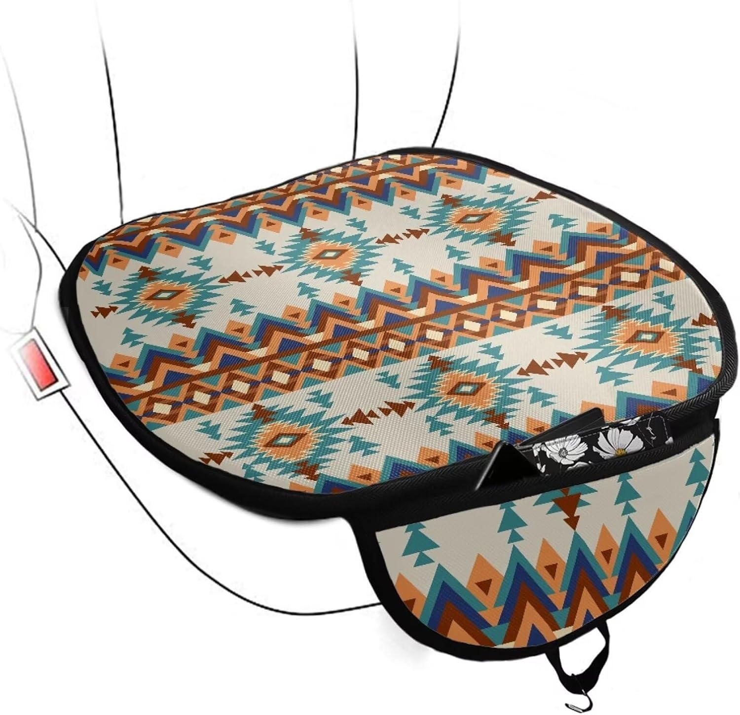 HUGS IDEA Auto Front Seat Covers Full Set of 2 Aztec Navajo Geometric Bottom Seats Protectors for Cars, Driver Car Seats Mats Universal Fit Most Auto, Office Chair Supplies