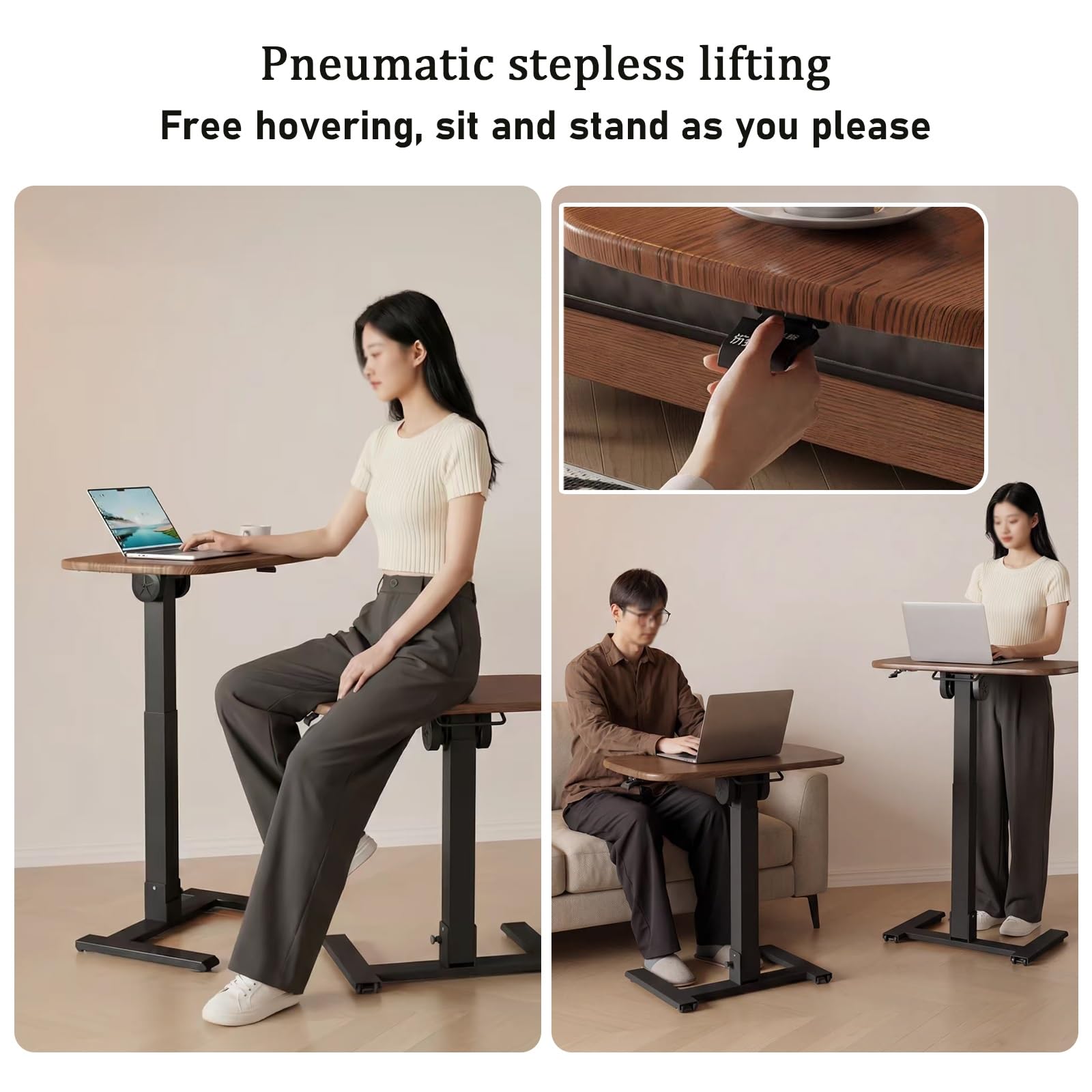 Mesa ajustable para cama con ruedas, carrito de escritorio para laptop