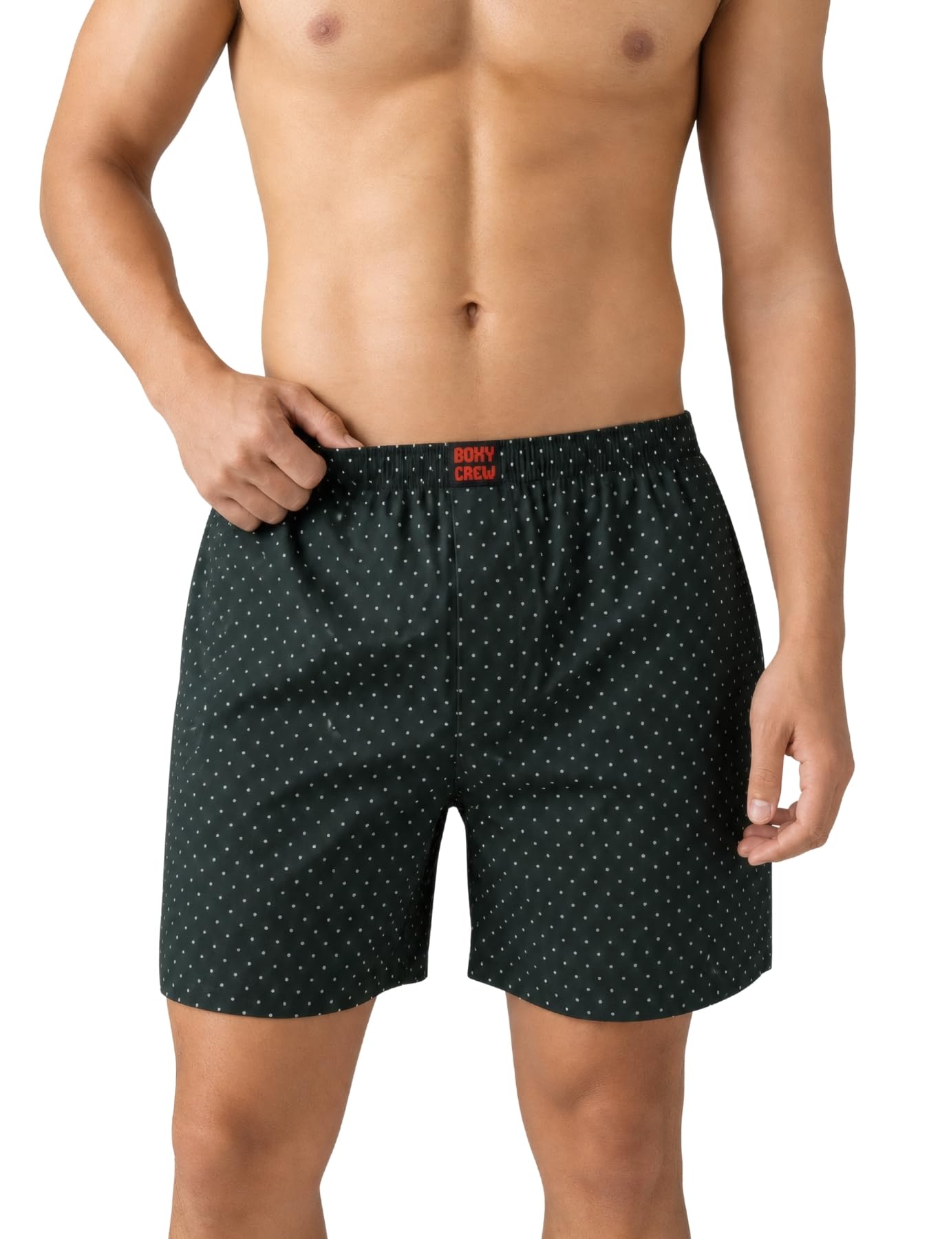 Men's Printed 100% Cotton Boxer Shorts | No-Mark Soft Elastic Waistband | Regular Comfort Fit with Dual Side Pockets & Button Fly | Green-picture-46
