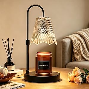 Candle Warmer Lamp with Timer Dimmable, Adjustable Height Wax Melt Warmer for Jar Candles, Birthday Gifts for Women, House Warming Gifts New Home Decor with 2 Bulbs, Black