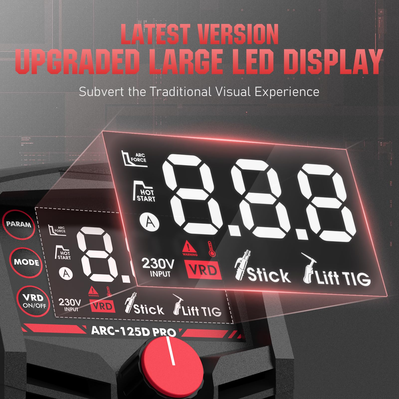 YESWELDER Mini Elektrodenschweißgerät 125A, Tragbares Inverter Schweißgerät MMA 230V mit LED-Anzeige, für Anfänger, Hot Start, Arc Force