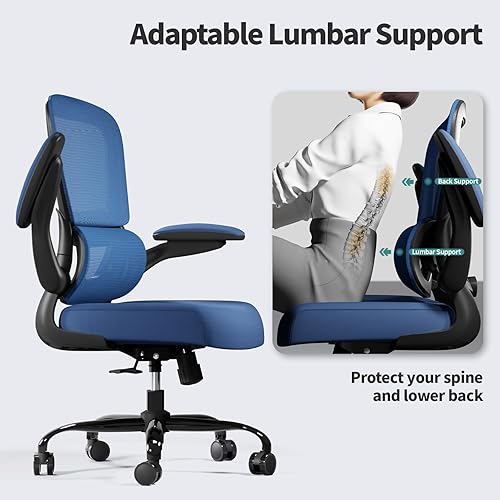 Miniatura 23 de Silla de oficina – Silla de escritorio ergonómica con soporte lumbar ajustable, silla de computadora de malla, silla ejecutiva para oficina en casa