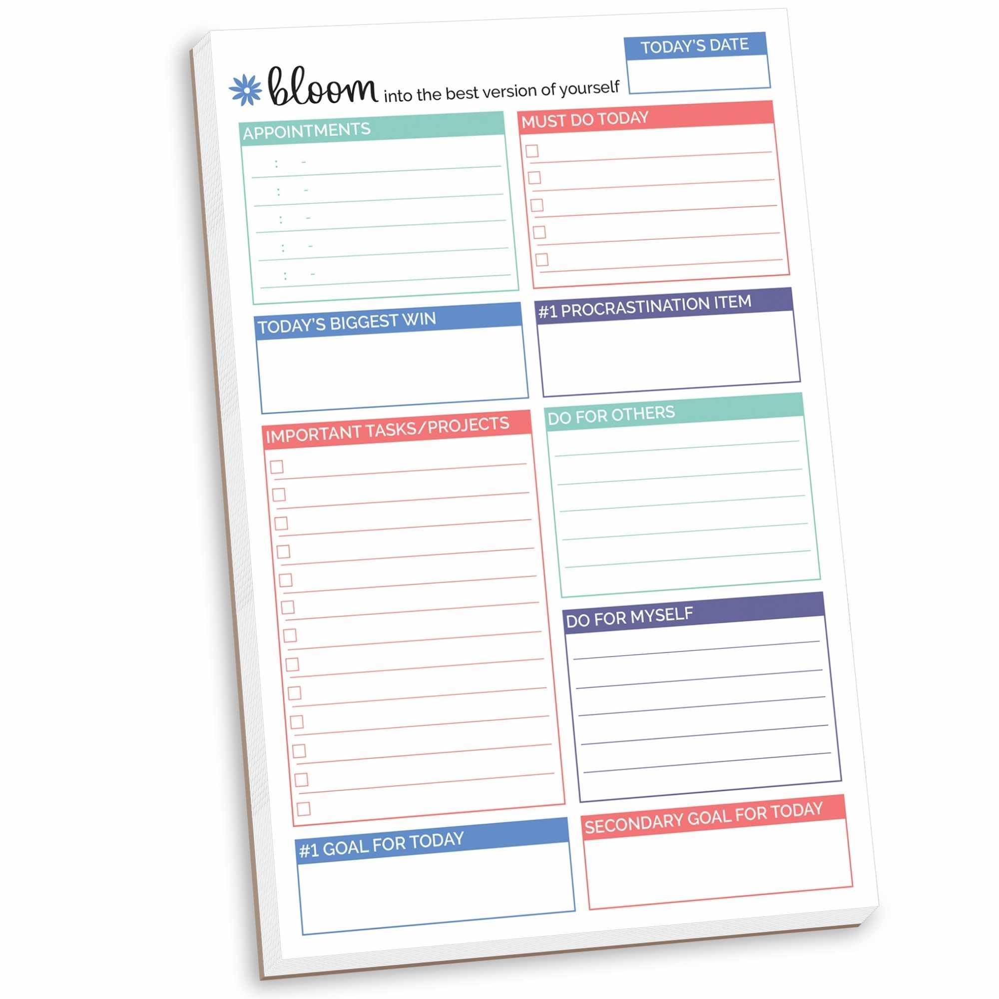 bloom daily planners Double Sided Daily To Do List Planning Pad - 80 Tear Off Sheets for Work, Home or Office Organization (Teal) - 6" x 9"