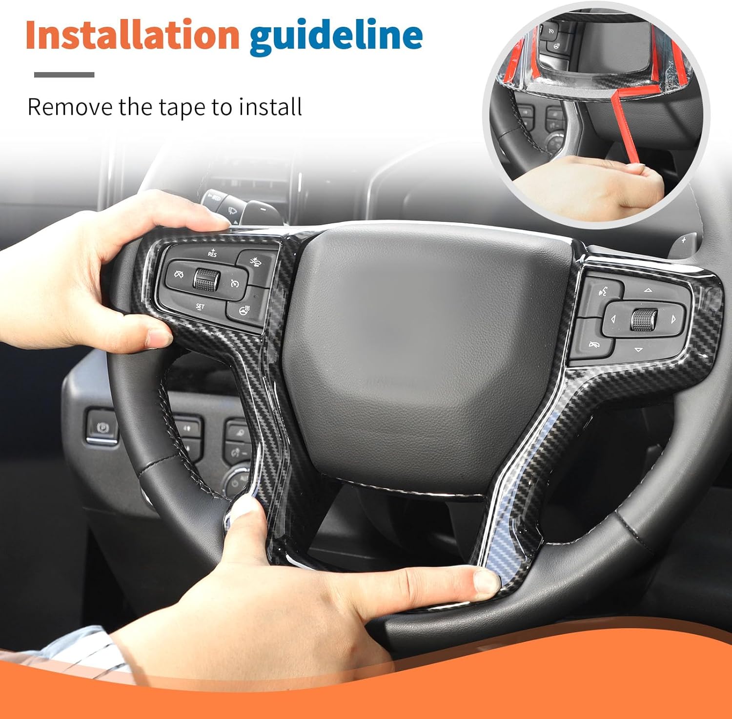 JeCar 2pcs Carbon Fiber Interior Trim Kit Interior Accessories for 2019-2021 Chevrolet Chevy Silverado