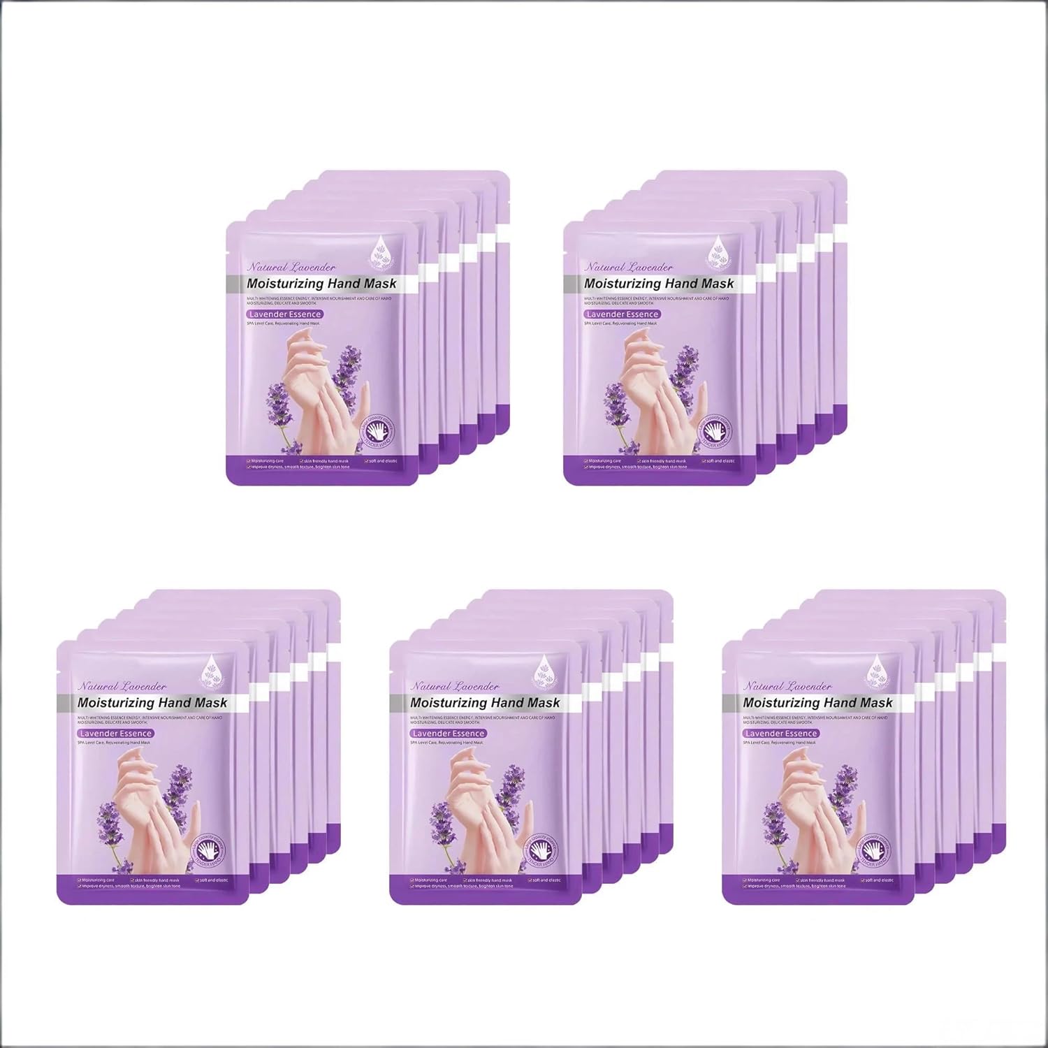 Chicwe 30 Pairs of Hand Masks Moisturizing Glove, Hydrating Hand Masks for Dry Peeling Hands, Exfoliating Collagen Gloves for Smooth Hands (Lavender)
