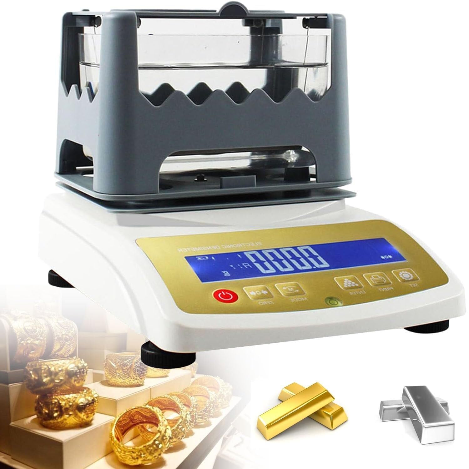 YOIUTRGDK Gold Purity Content Tester Digital Gold Density Meter Precious Metal Gold Purity Analyzer Meter with Maximum Weighing 1200g, Resolution 0.0001g/cm3(1203k)
