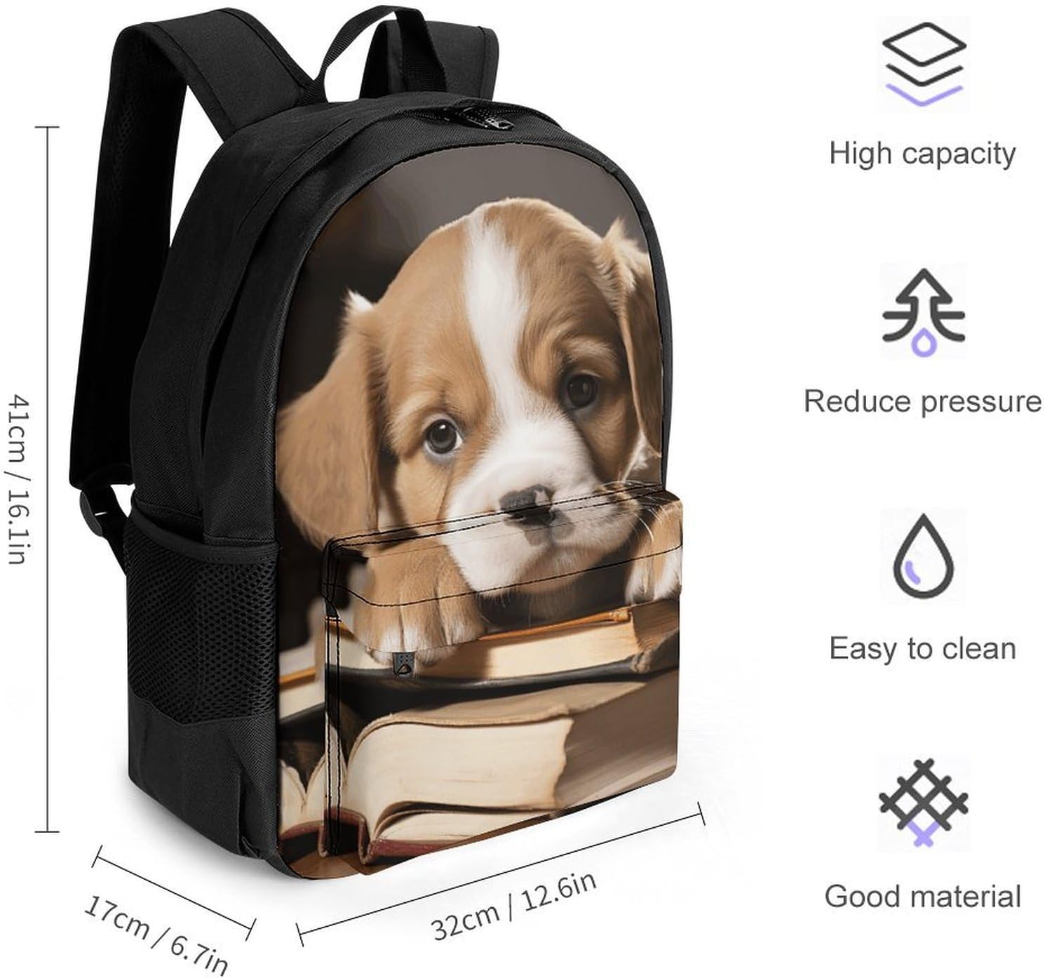 Portable Puppy Dog Backpack with Front & Side Pockets image 2