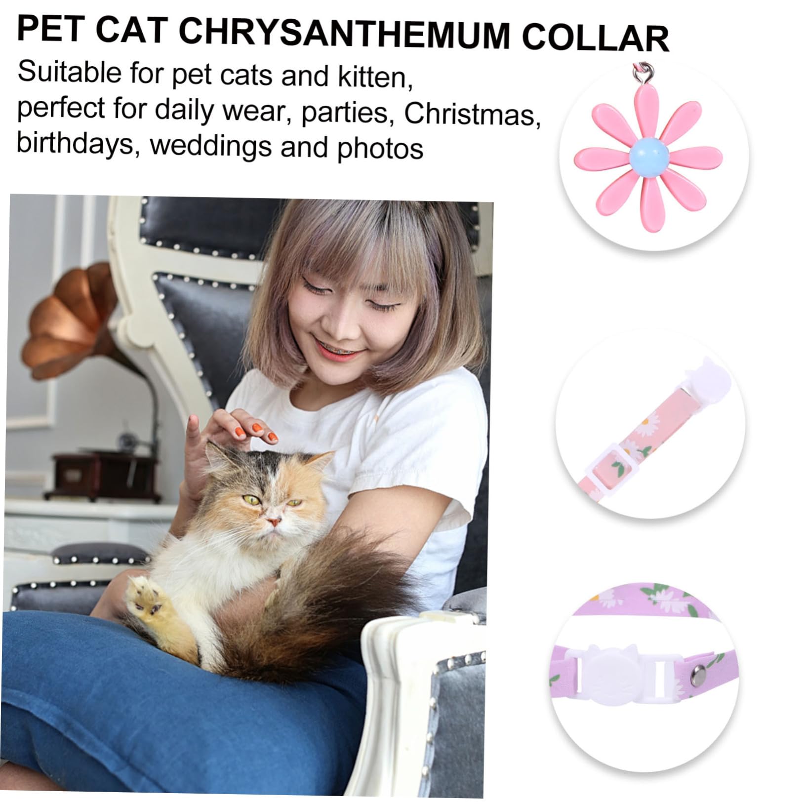 Didiseaon 12pezzi Collare Regolabile Per Gatti e Gattini Con Motivo Fiore Margherita Di Collari Sicuri Traspirante Per Occasioni Festive e Uso Quotidiano