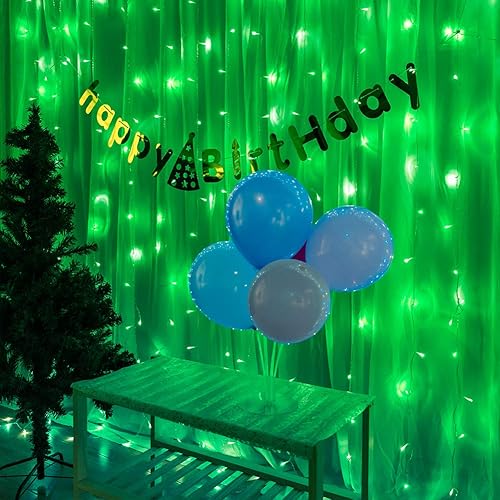 Miniatura 4 de Qunlight Star 304 LED 9.8 pies x 9.8 pies 30 V 8 modos, cortina de luces para ventana, boda, fiesta, hogar, jardín, dormitorio, decoración de pared