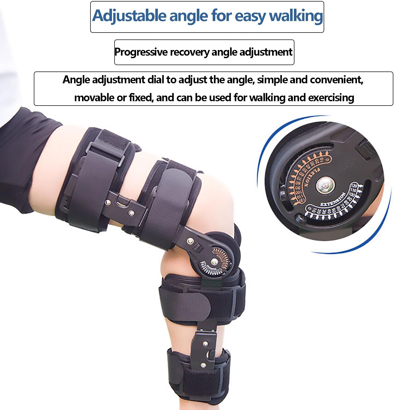HAILM Ortesis de Rodilla Regulable con Estabilizadores Laterales, Tejido Transpirable y Aleación Aluminio, para Dolor Rodilla Lágrima Menisco ACL MCL, para Hombres y Mujeres, Negro