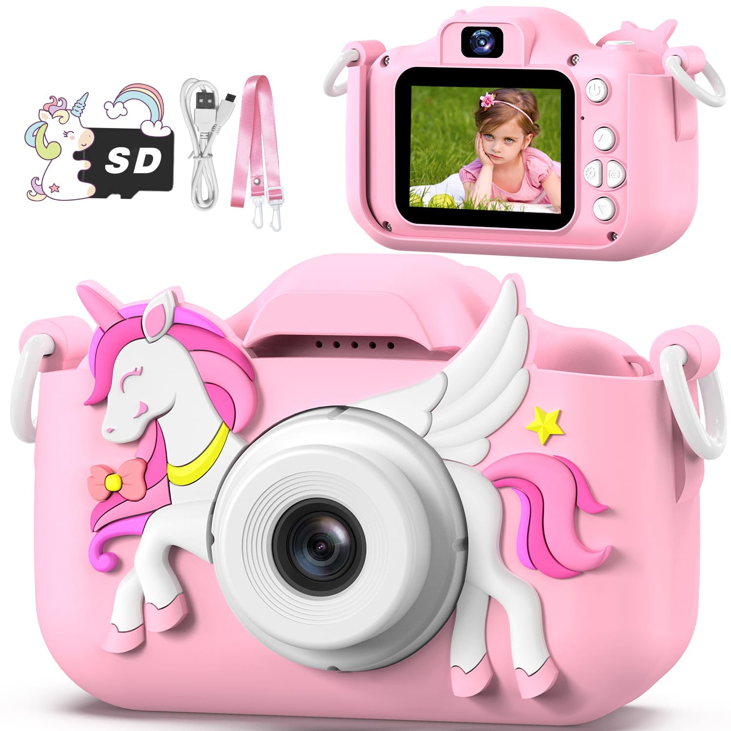 Kids Camera Toy, masterbee Children Camera Toys for Kid Age 3-12, Christmas/Birthday Gifts for Girls, 1080P HD Video Kids Digital Camera, Gift for 3 4