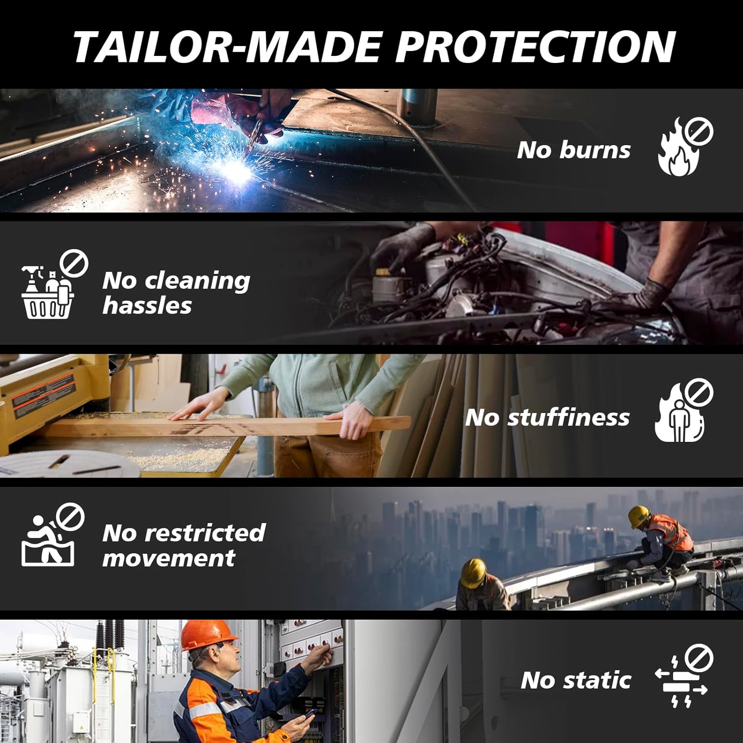 QeeLink Welding Jacket - Premium Flame Resistant (FR) Cotton Welding Clothes - Light Weight Welder Coat for Men & Women - Image 6