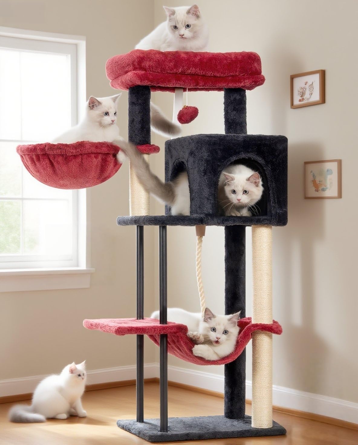 Gitelsnour Cat Tree, 43.3'' Cat Tower with Hammock for KittensGCT004SBR
