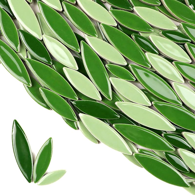 200g Mosaico De Cerámica Juego De Bricolaje Cerámica De Pétalos De Colores Azulejos De Mosaico De Venas De Hojas Materiales Artesanales Materiales De Arte Mosaico - Mezcla Verde