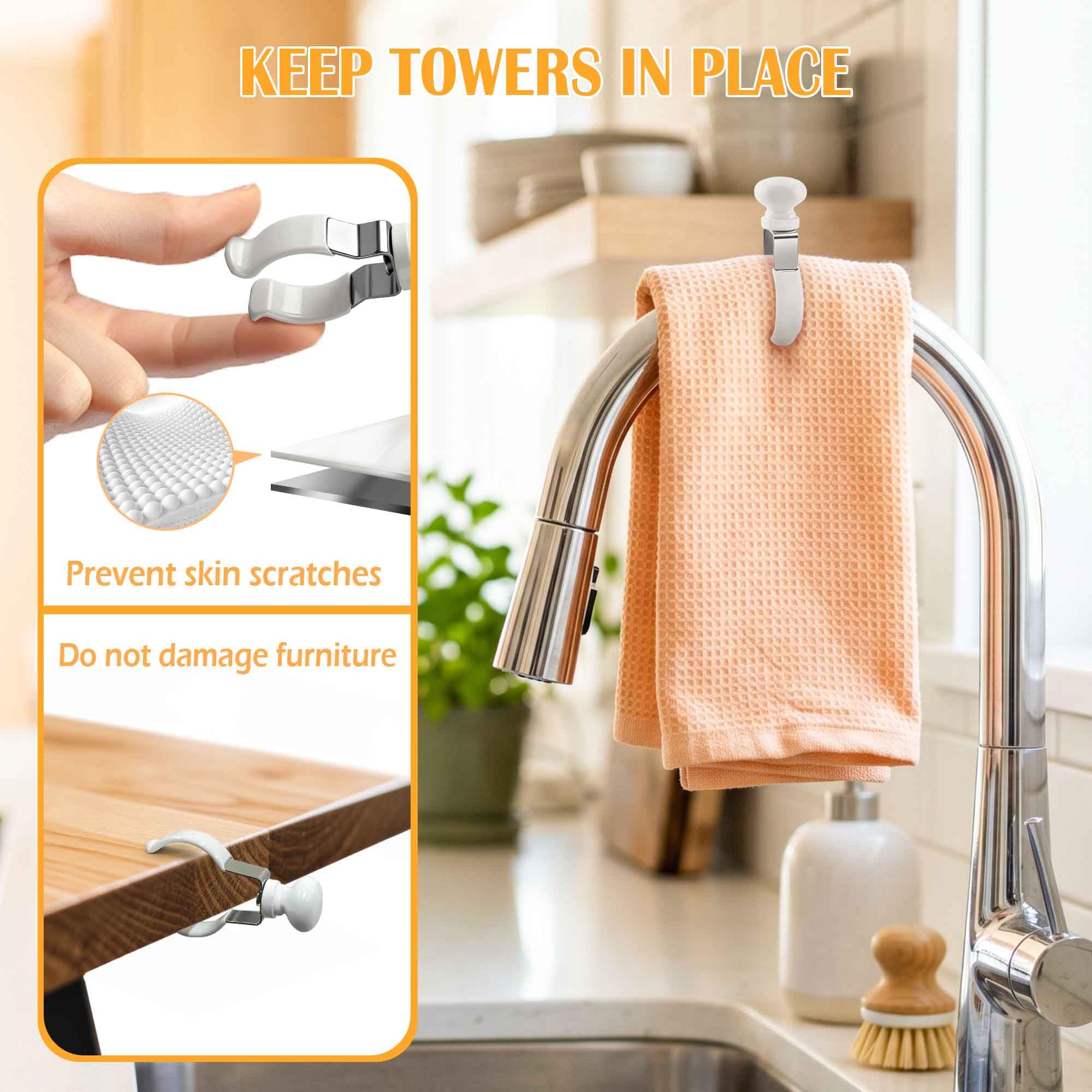 Kitchen Towel Clips - Strong Grip & Heat Resistant -6 Kitchen Towel Clips - Strong Grip & Heat Resistant -6