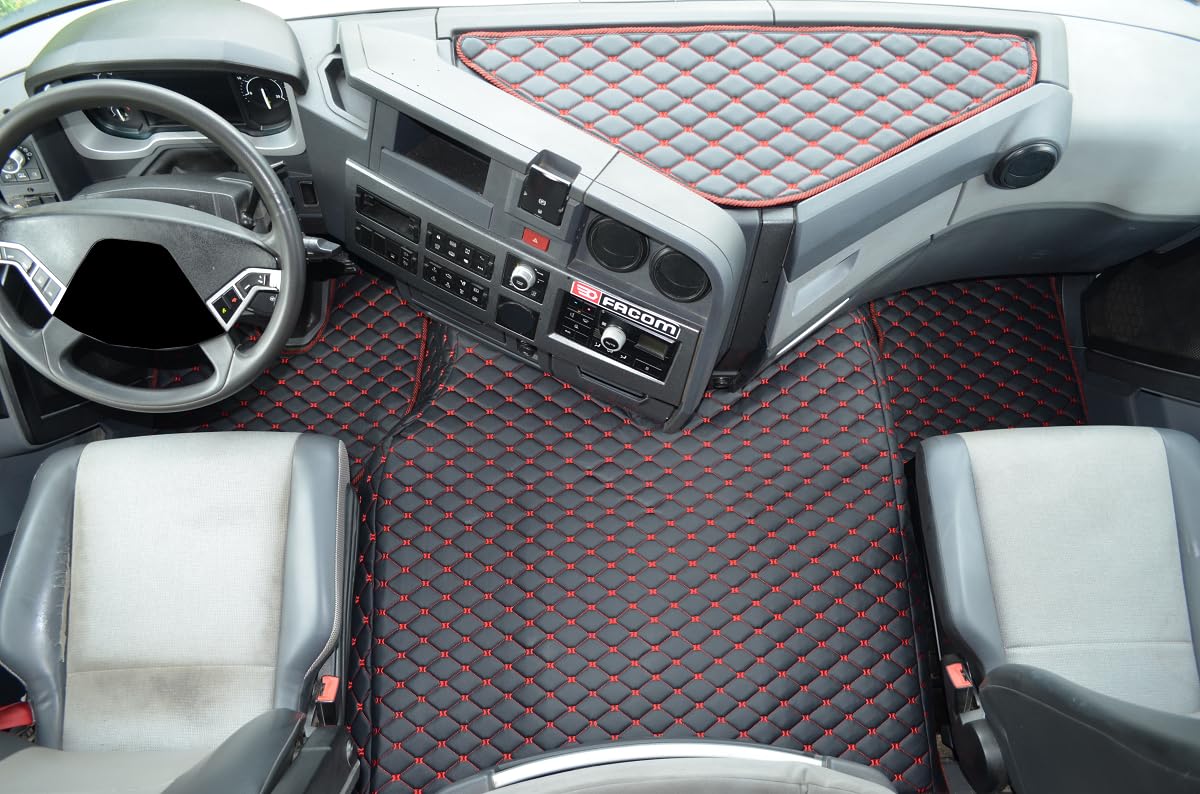TAPPETI adatti per RENAULT T RANGE - CON MOTORE - NERO/ROSSO