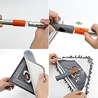 Vista 6 de Trapeador de pared de mango largo de 85 pulgadas, limpiador de pared, poste de extensión de 39 a 85 pulgadas, zócalo giratorio de 360°, herramienta