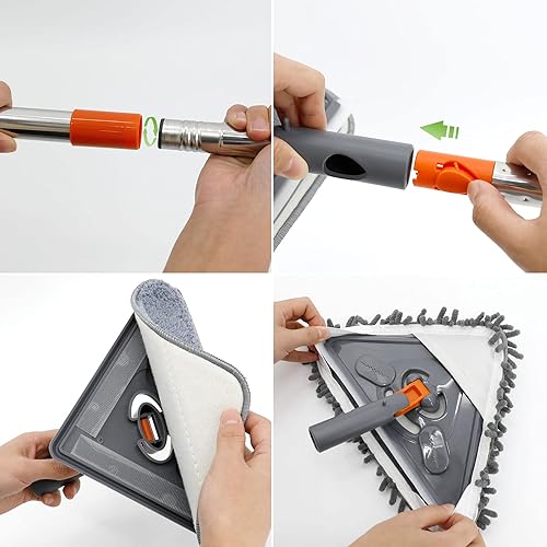 Miniatura 6 de Trapeador de pared de mango largo de 85 pulgadas, limpiador de pared, poste de extensión de 39 a 85 pulgadas, zócalo giratorio de 360, herramienta