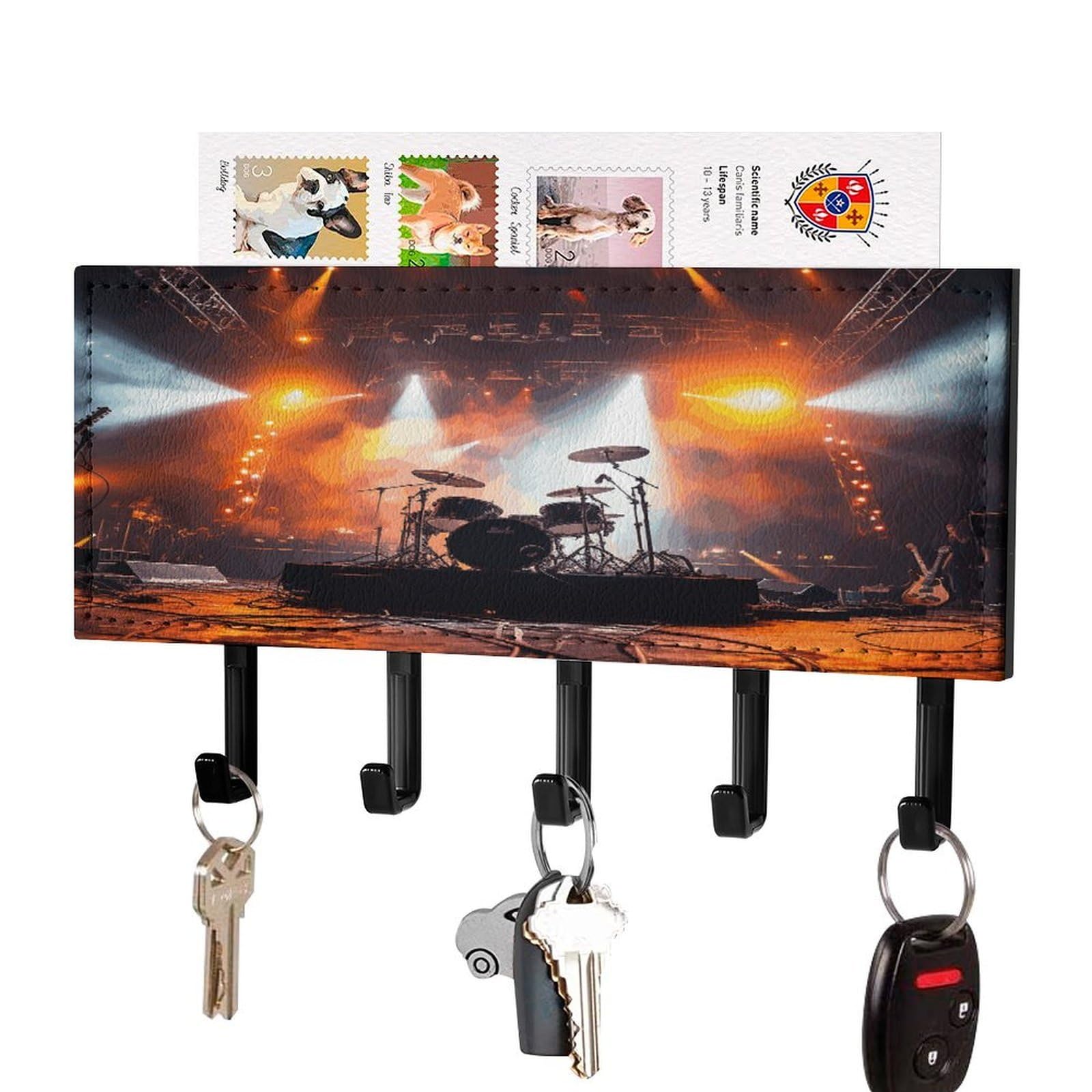Colgador de llaves de piel y estante metálico organizador de pared premium para hogar