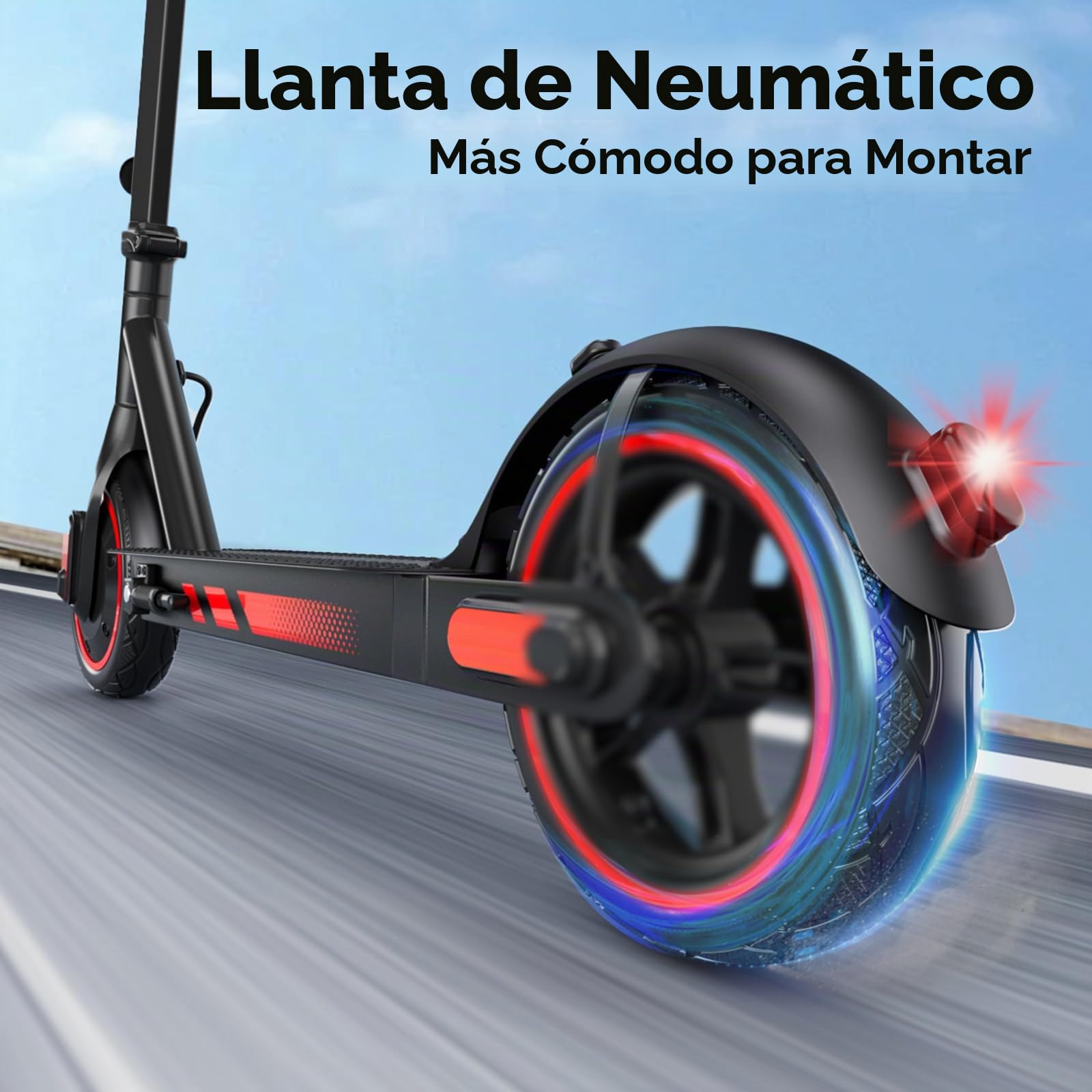 EGGKING Patinete Electrico Adultos, Potencia Nominal 500W, Autonomía 35 Km, App Control, 25Km/h, 10.5Ah Batería, 10" Neumático, Luces LED Delanteras/Traseras, 3 Modos De Elocidad