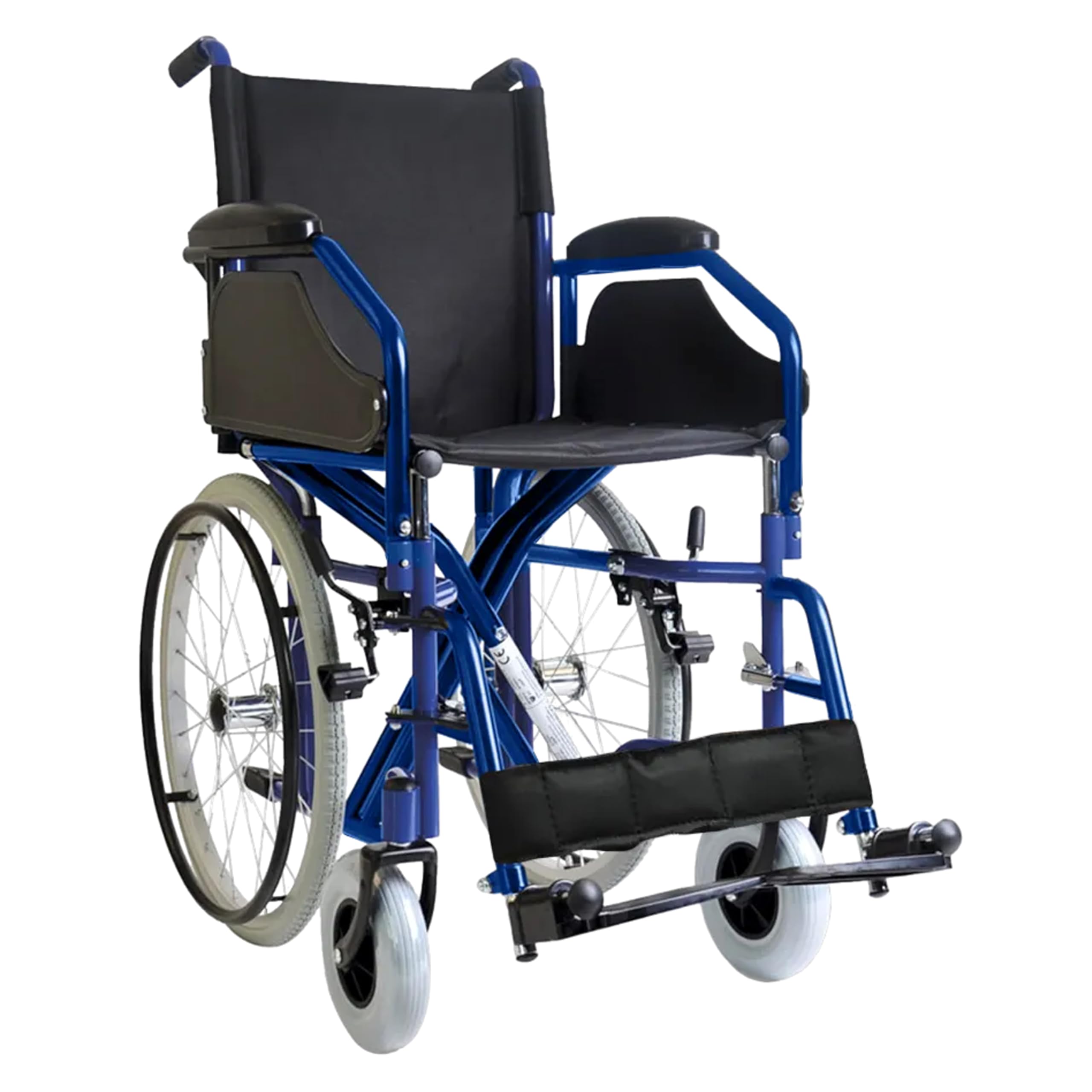 GOVITA Carrozzina Pieghevole Per Passaggi Stretti, Ideale Per I Passaggi In Ascensore_Gostreet Slim 40 Cm - Telaio Doppia Crociera In Acciaio Sedia A Rotelle Pieghevole Slim (BLU)