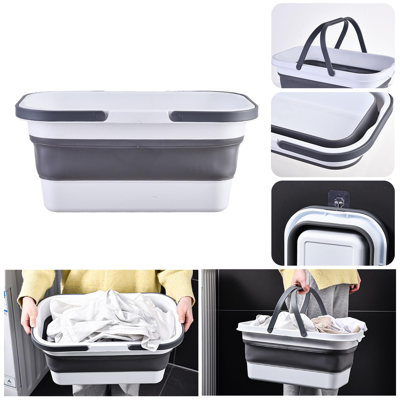 Cubo plegable portátil para fregona que ahorra espacio, solución de lavado, verduras, frutas, limpieza del hogar, suministros para el hogar, cubo de pesca portátil