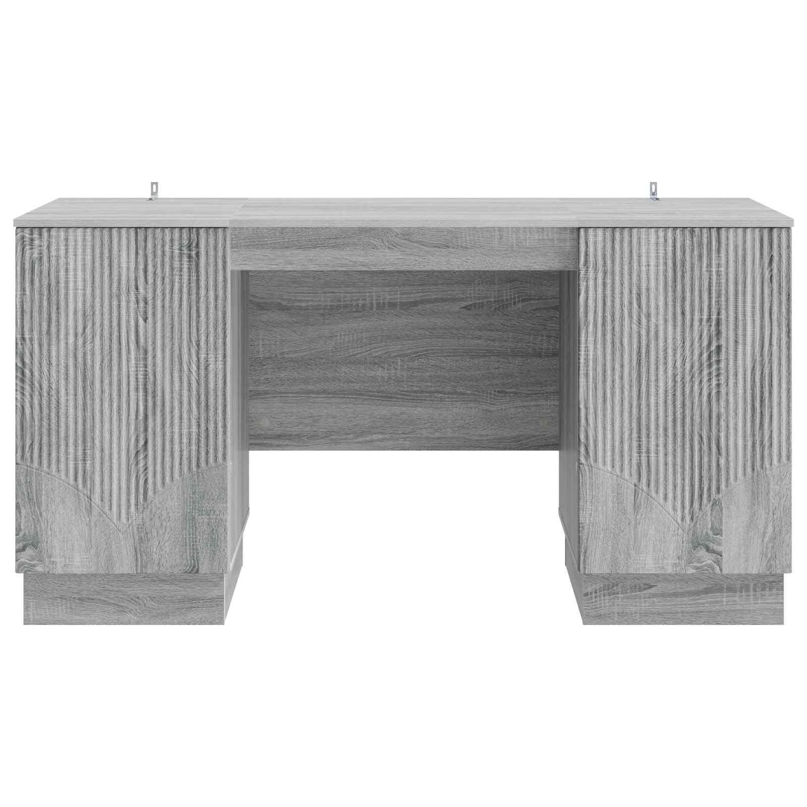 Scrivania grigio Sonoma, 142,5 x 50 x 75 cm, in legno, moderno tavolo da lavoro con vano portaoggetti, gestione dei cavi, scaffale e cassetti, per casa, studio, camera dei ragazzi
