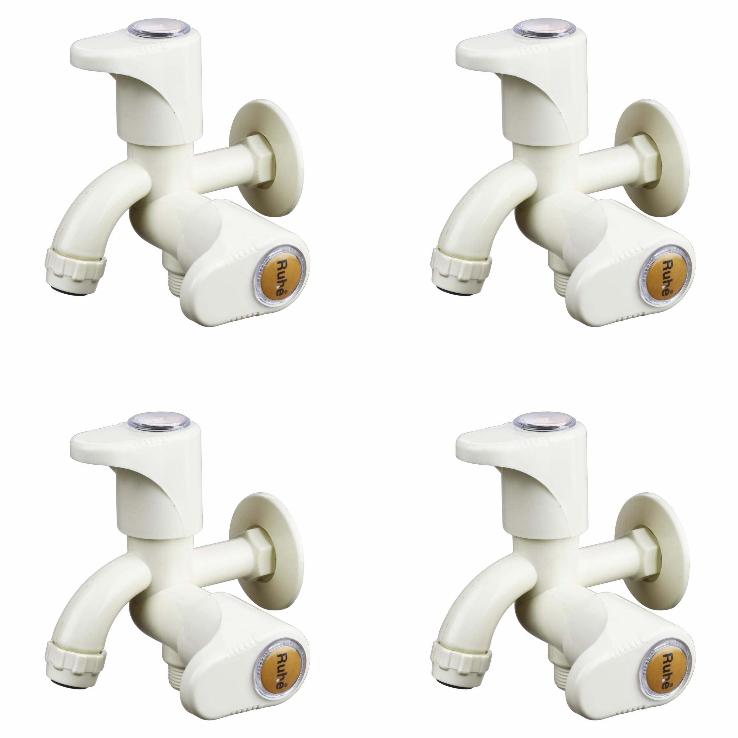 Ruhe® PTMT 2 in 1 BIB Cock with Faucet/Tap | Plastic City Collection 2 in 1 BIB Cock with Wall Flange Tap/Faucet (Ivory Colour) | (Pack of 4) (B08MXYS1N9) Amazon Price History, Amazon Price Tracker