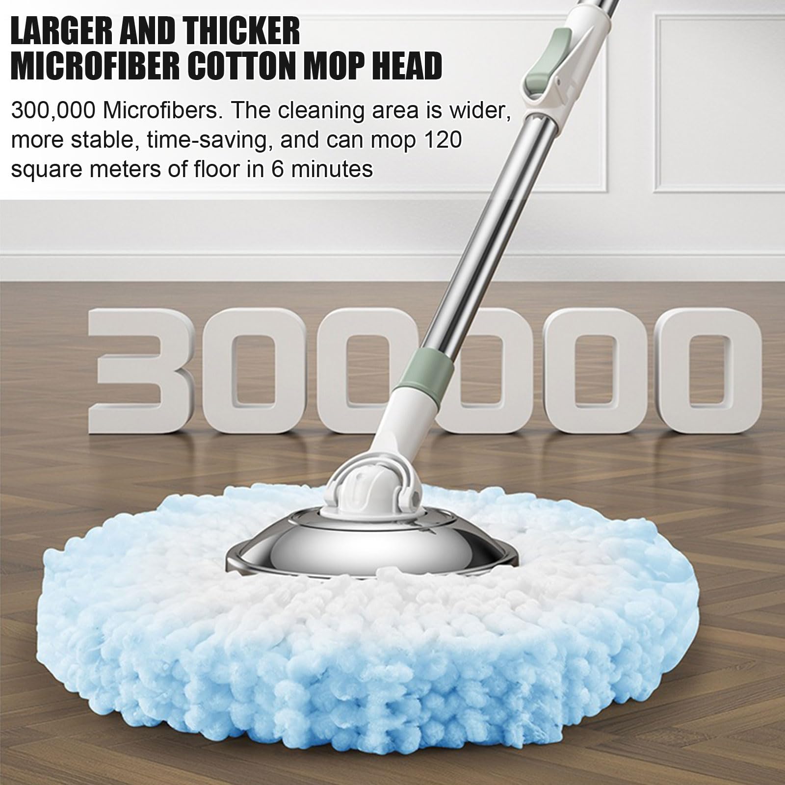 Juego de fregona y Cubo con escurridor, Fregona de Microfibra giratoria de 360° y Cubo Interior Desmontable, Fácil de Mover con Ruedas para Limpieza de Pisos del hogar