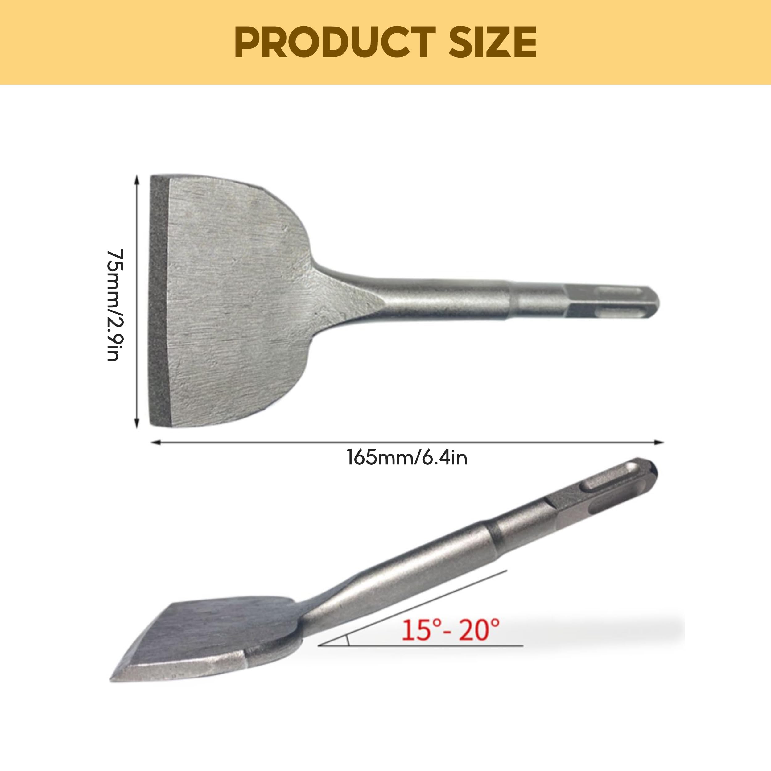 SDS Plus Chisel, Tile Chisel SDS Plus, 165mm x 75mm Cracking Chisels for Ceramic Floor Tiles & Commercial Use - Image 2