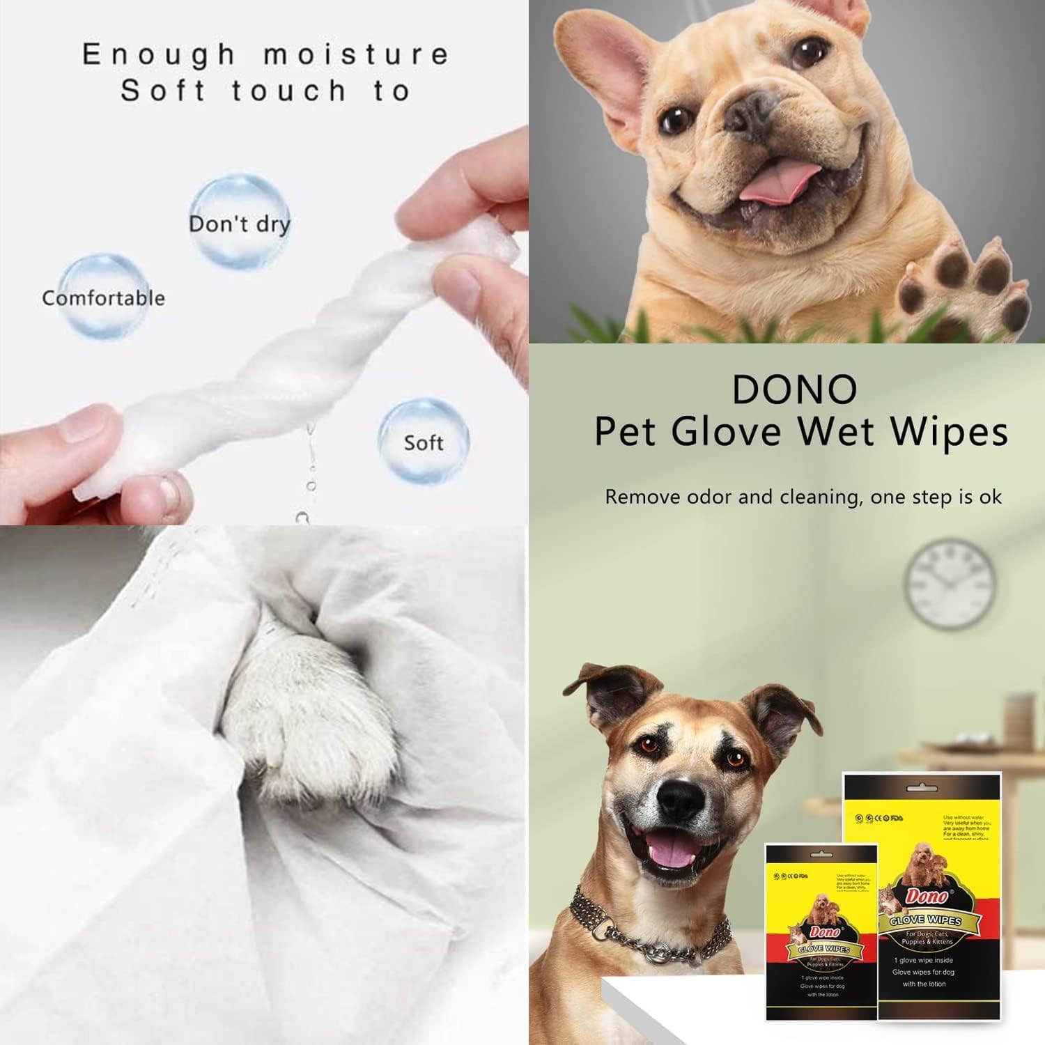 cature Care by Nature Cature 5-In-1 Pet Grooming Combo Pet Wipes Gloves And Pet Bath Grooming Gloves,Pet Comb Pet Slicker Brush For Puppy Cat And Kitten (Multi Color, Pack 5) 2