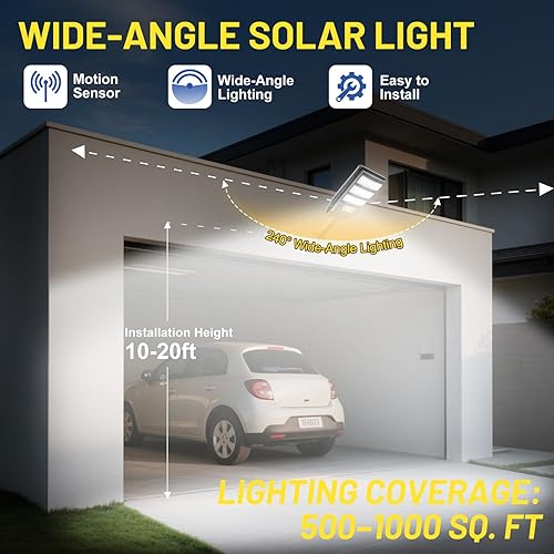 Miniatura 2 de Luces solares impermeables para exteriores, paquete de 4, luces de inundación con sensor de movimiento alimentadas por energía solar, control remoto