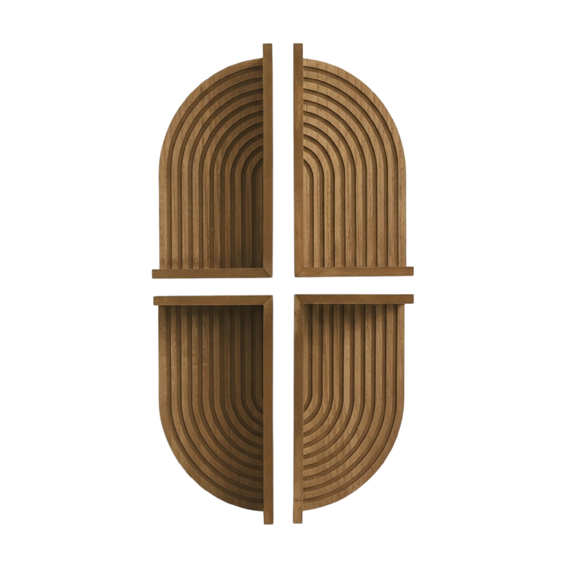 Floating Shelves for Wall - Brown Natural Boho Arched Lunar Ledges Wall Shelf, Wood 4 Piece Floating Display Shelf, Modular Arch Bookshelf for Bedroom, Bathroom, Kitchen &amp; Living Room Décor