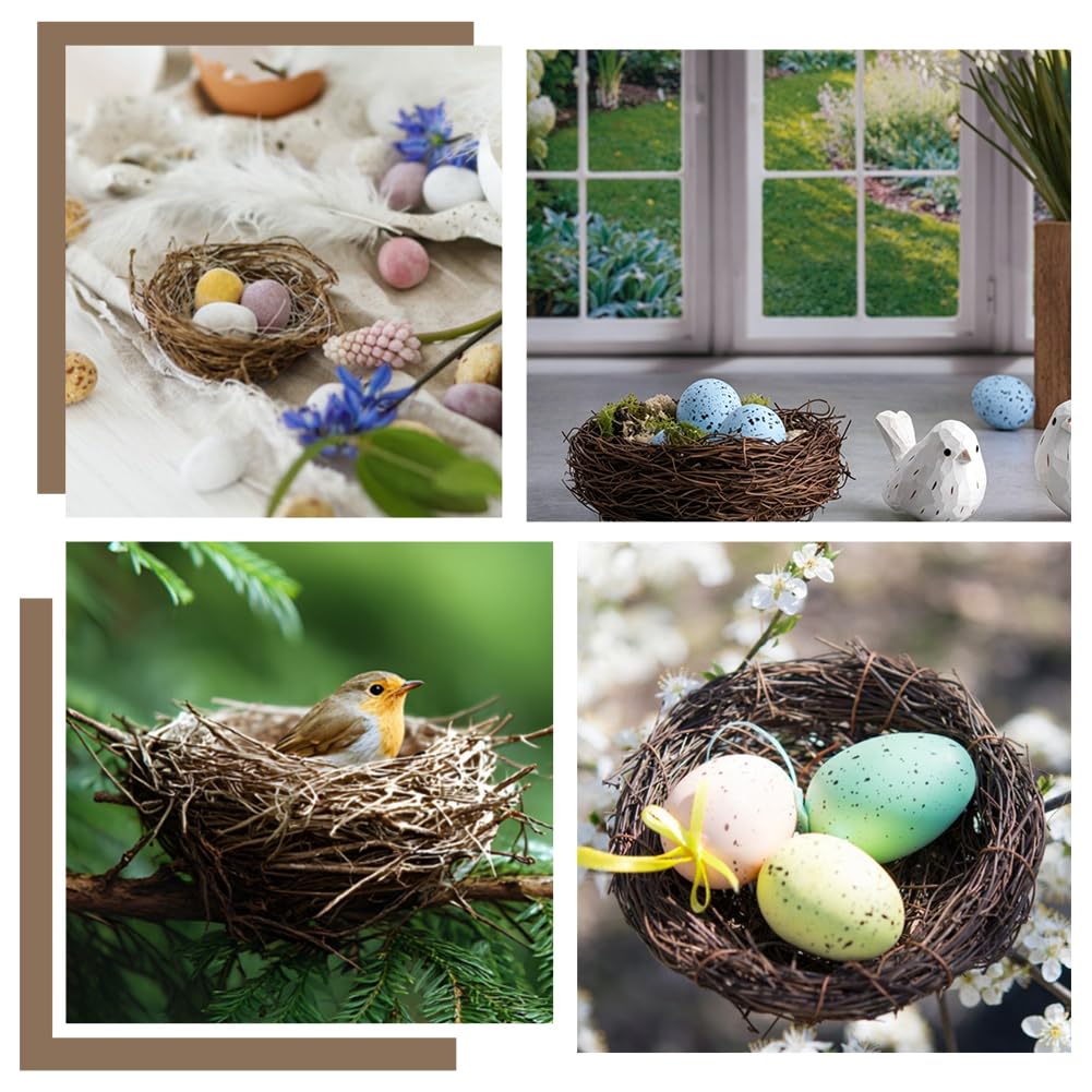 12 nidi di uccelli artificiali in rattan, per artigianato, artigianato, nido per uccelli, piccoli uccelli, kit di decorazione per Pasqua, matrimonio, casa, feste, albero di Natale