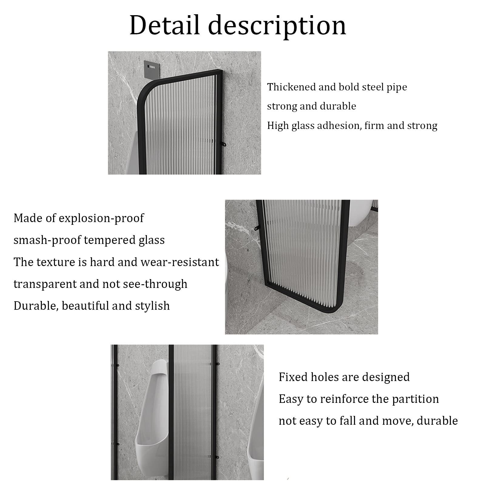 Cloison en Verre Transparent pour établissements de santé publique, séparateur d'urinoir étanche, écran de confidentialité pour Toilettes Hommes, séparateur hygiénique, Solution de